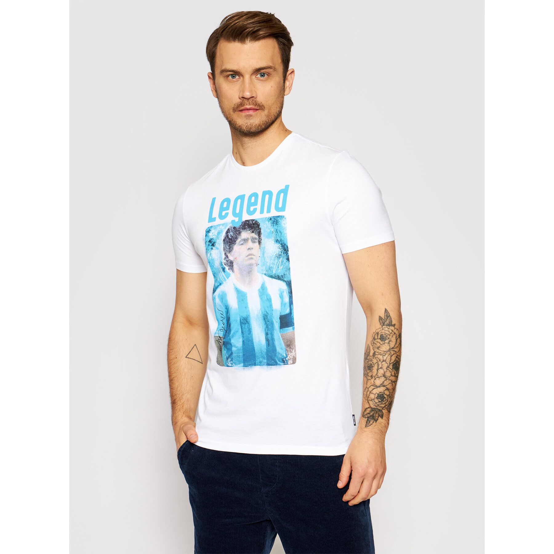 Only & Sons Тишърт Diego Maradona 22021552 Бял Regular Fit - Pepit.bg