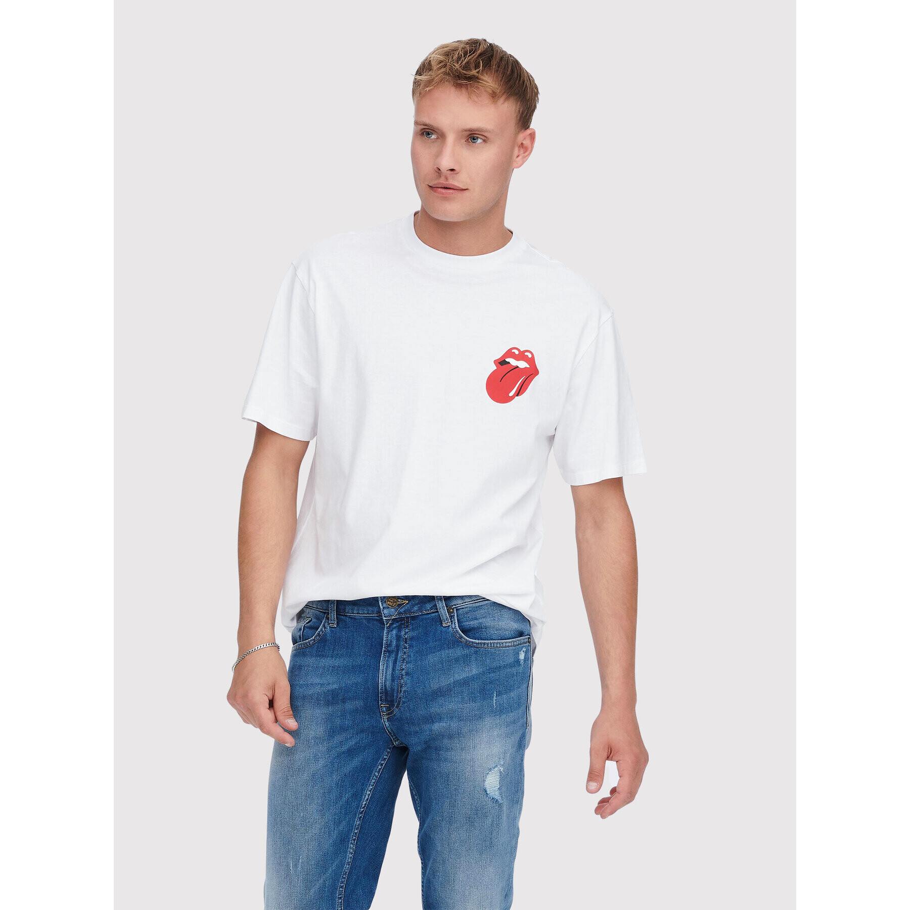Only & Sons Тишърт Fred 22023078 Бял Relaxed Fit - Pepit.bg