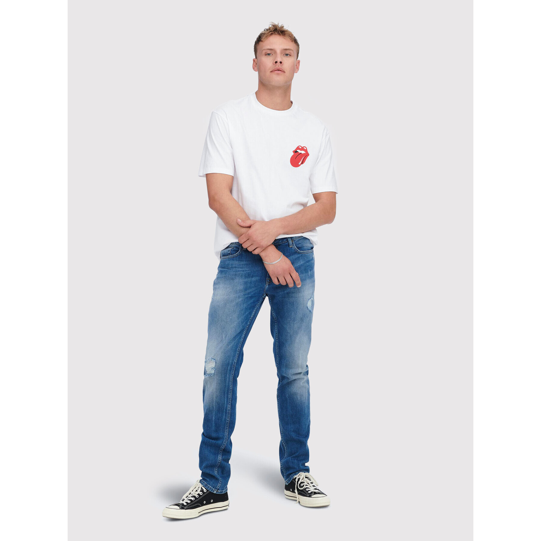 Only & Sons Тишърт Fred 22023078 Бял Relaxed Fit - Pepit.bg