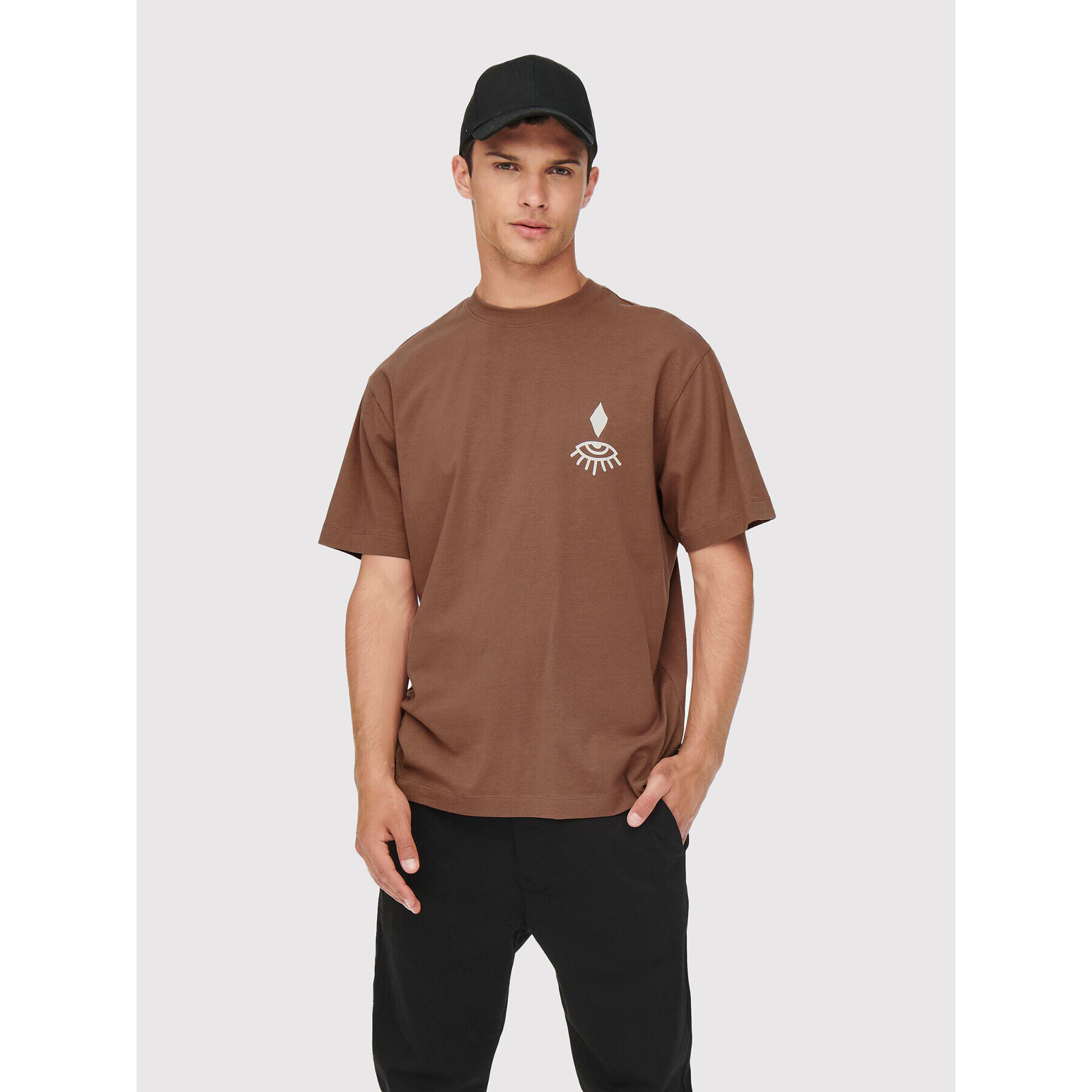 Only & Sons Тишърт Fred 22023127 Кафяв Regular Fit - Pepit.bg