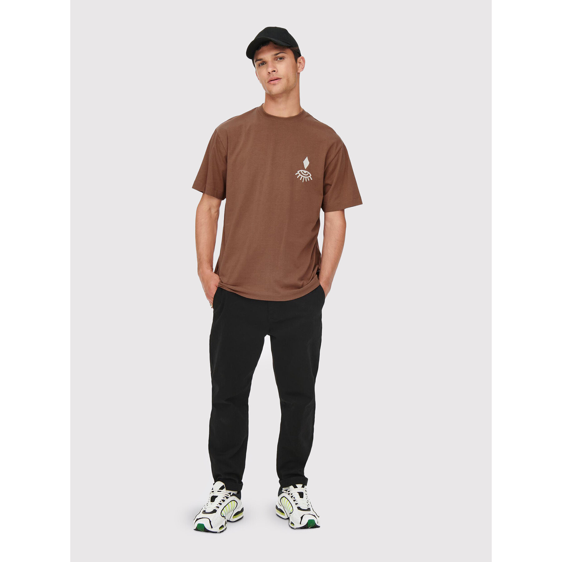 Only & Sons Тишърт Fred 22023127 Кафяв Regular Fit - Pepit.bg