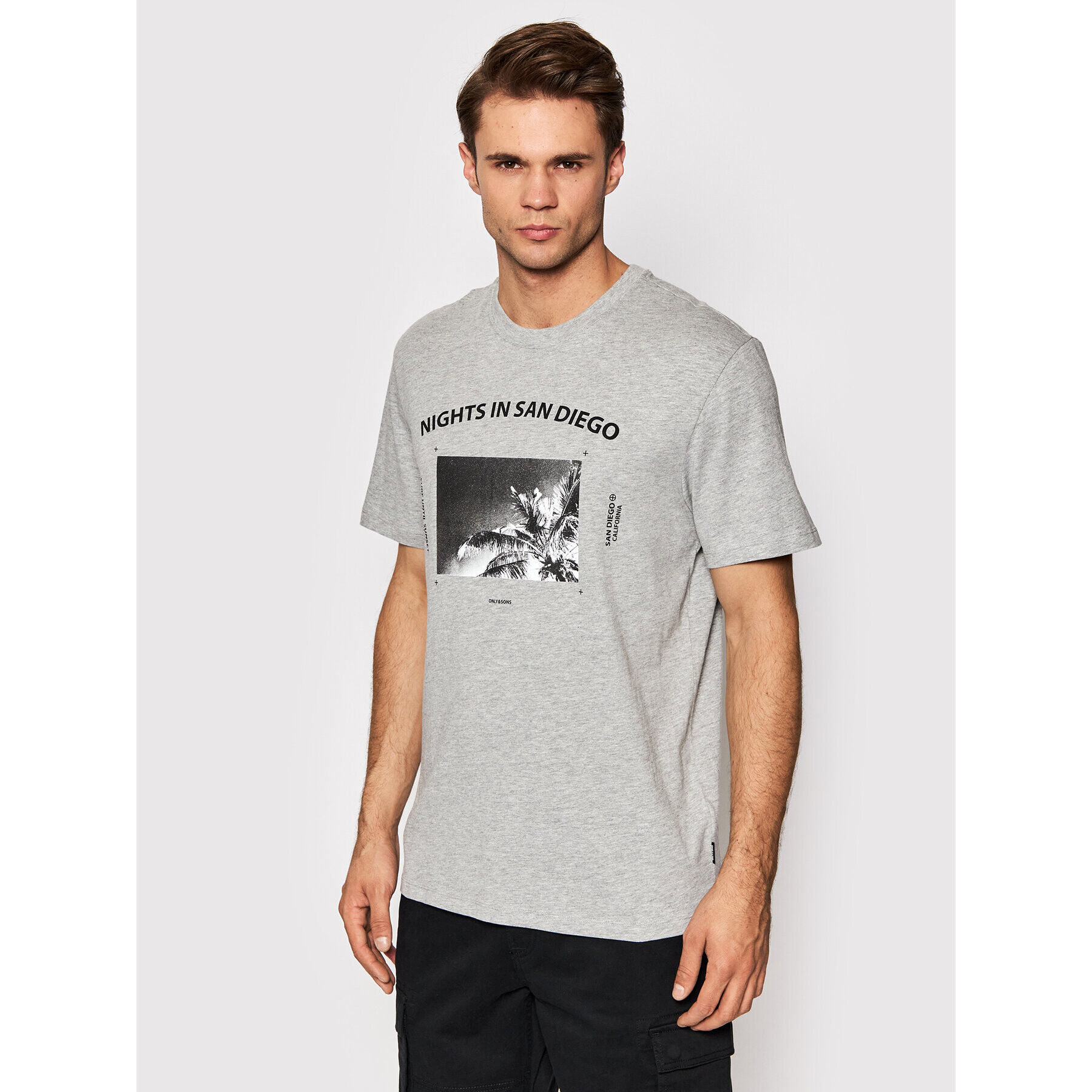 Only & Sons Тишърт Gilbert 22022671 Сив Regular Fit - Pepit.bg