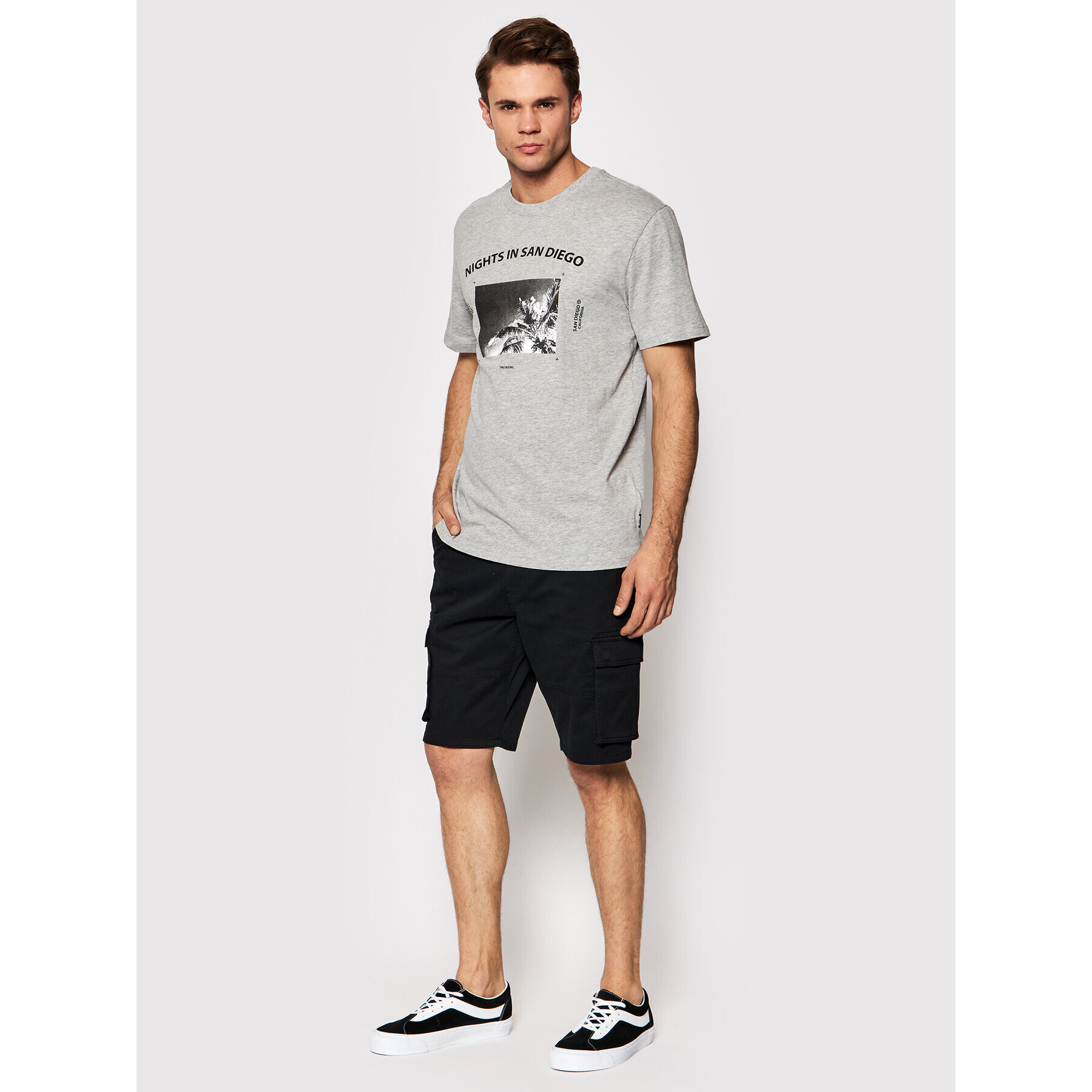 Only & Sons Тишърт Gilbert 22022671 Сив Regular Fit - Pepit.bg