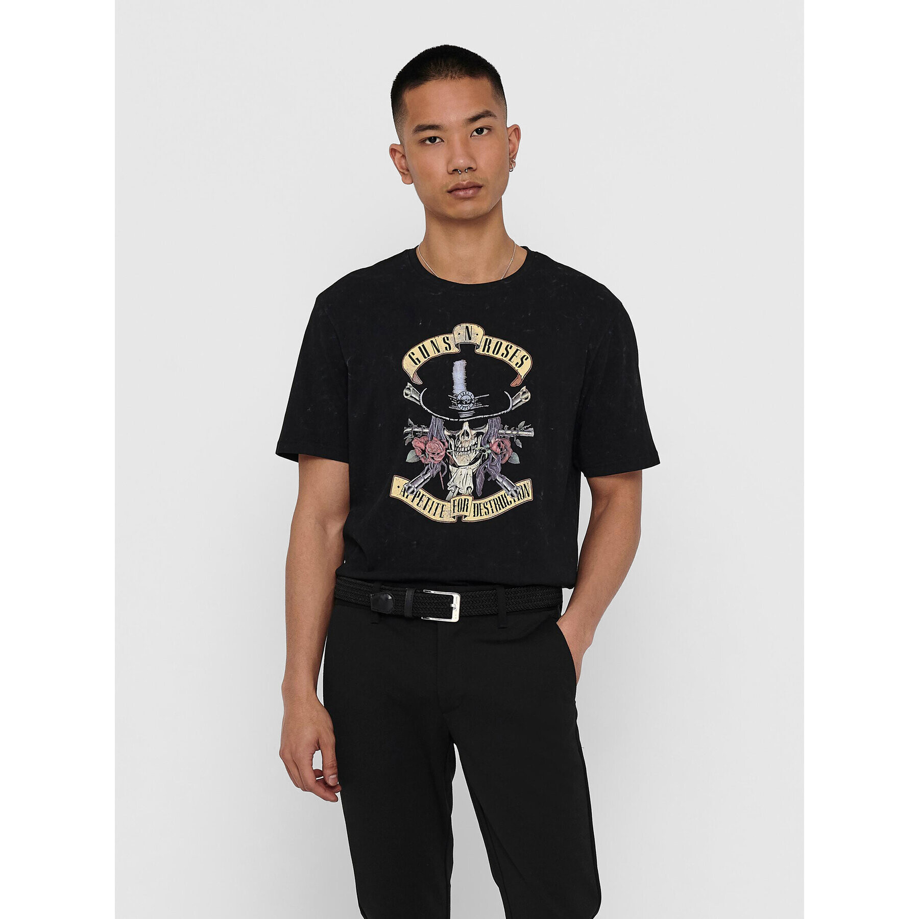 Only & Sons Тишърт Guns N' Roses 22018622 Черен Regular Fit - Pepit.bg
