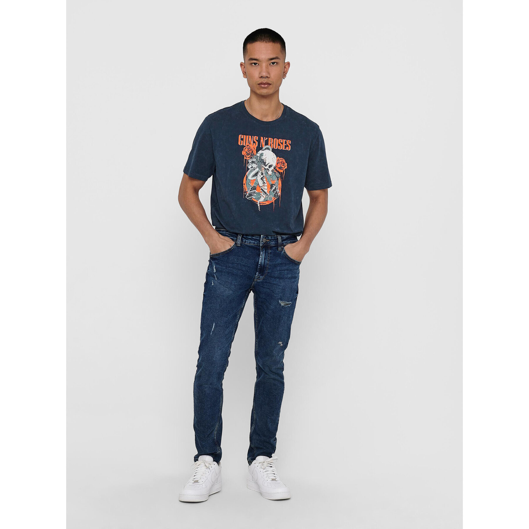 Only & Sons Тишърт Guns N' Roses 22018622 Тъмносин Regular Fit - Pepit.bg