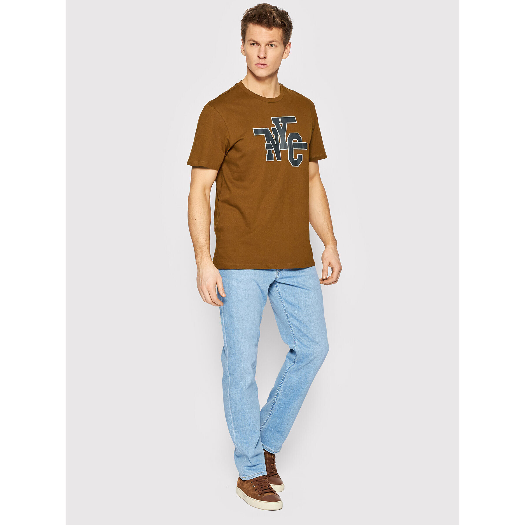 Only & Sons Тишърт Ian 22022196 Кафяв Regular Fit - Pepit.bg