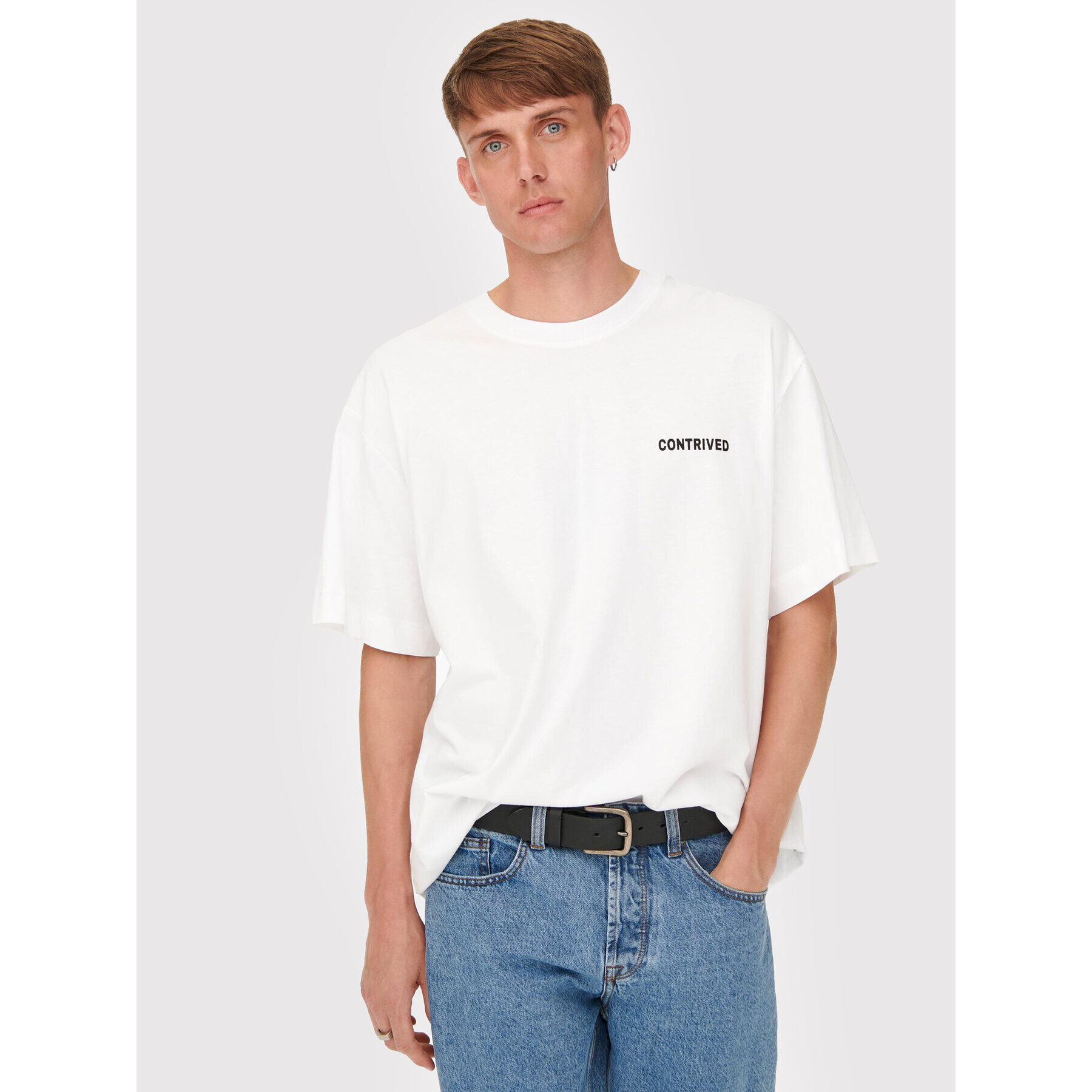 Only & Sons Тишърт Illian 22022149 Бял Oversize - Pepit.bg