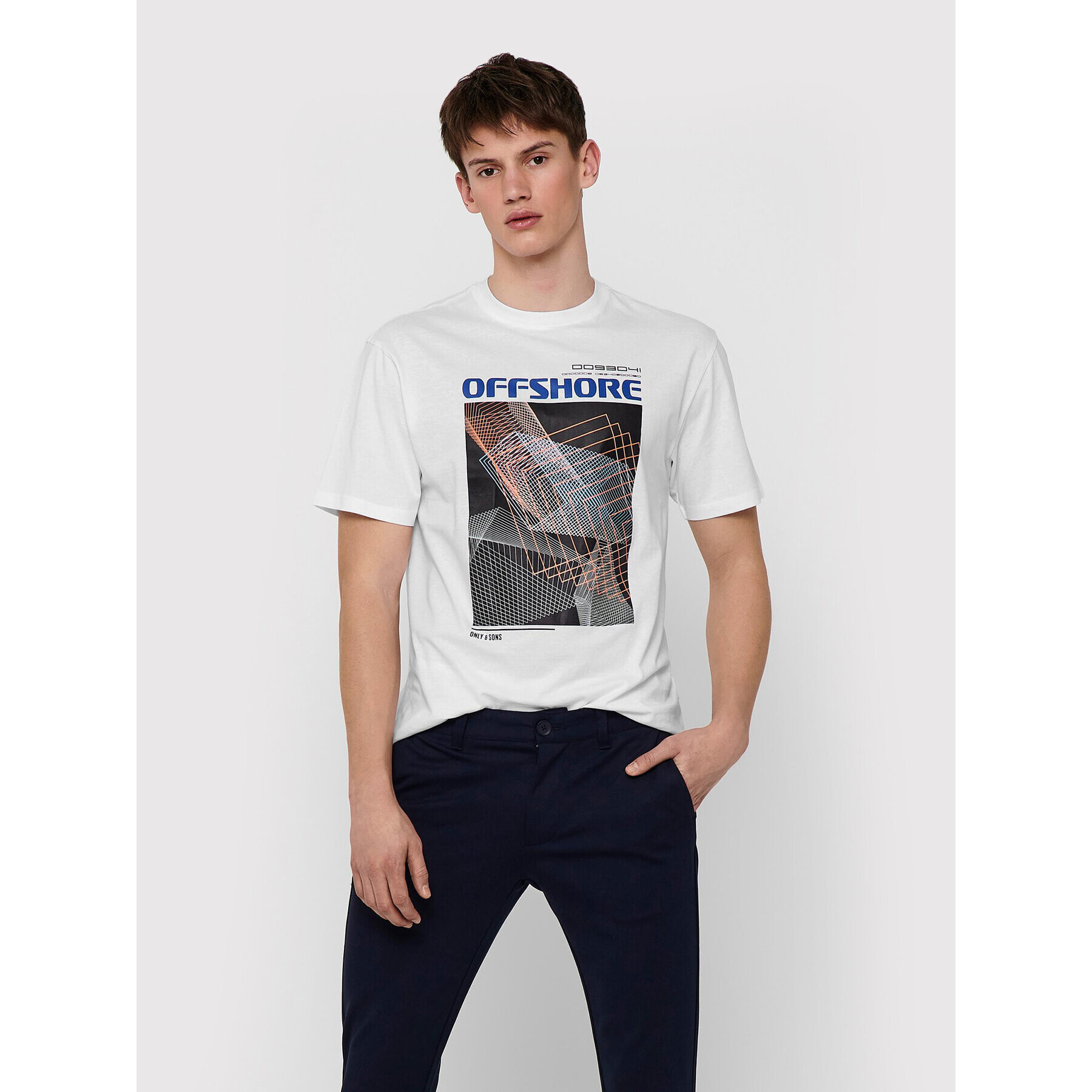 Only & Sons Тишърт Mati 22018939 Бял Regular Fit - Pepit.bg