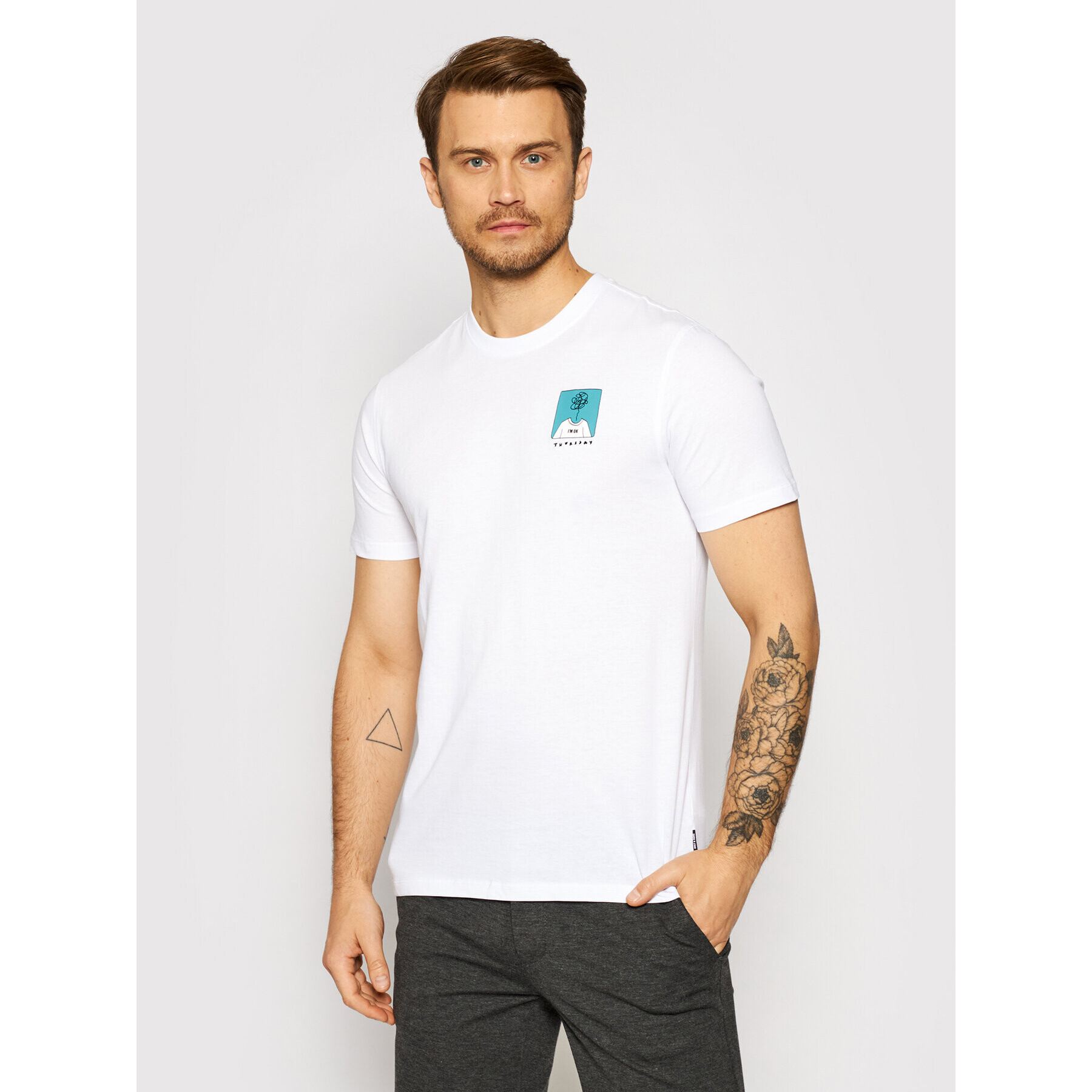Only & Sons Тишърт Mikkel 22019089 Бял Regular Fit - Pepit.bg