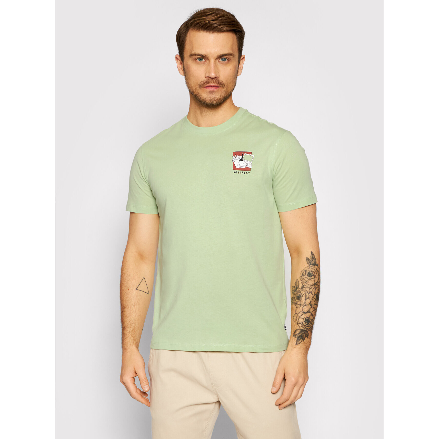 Only & Sons Тишърт Mikkel 22019089 Зелен Regular Fit - Pepit.bg