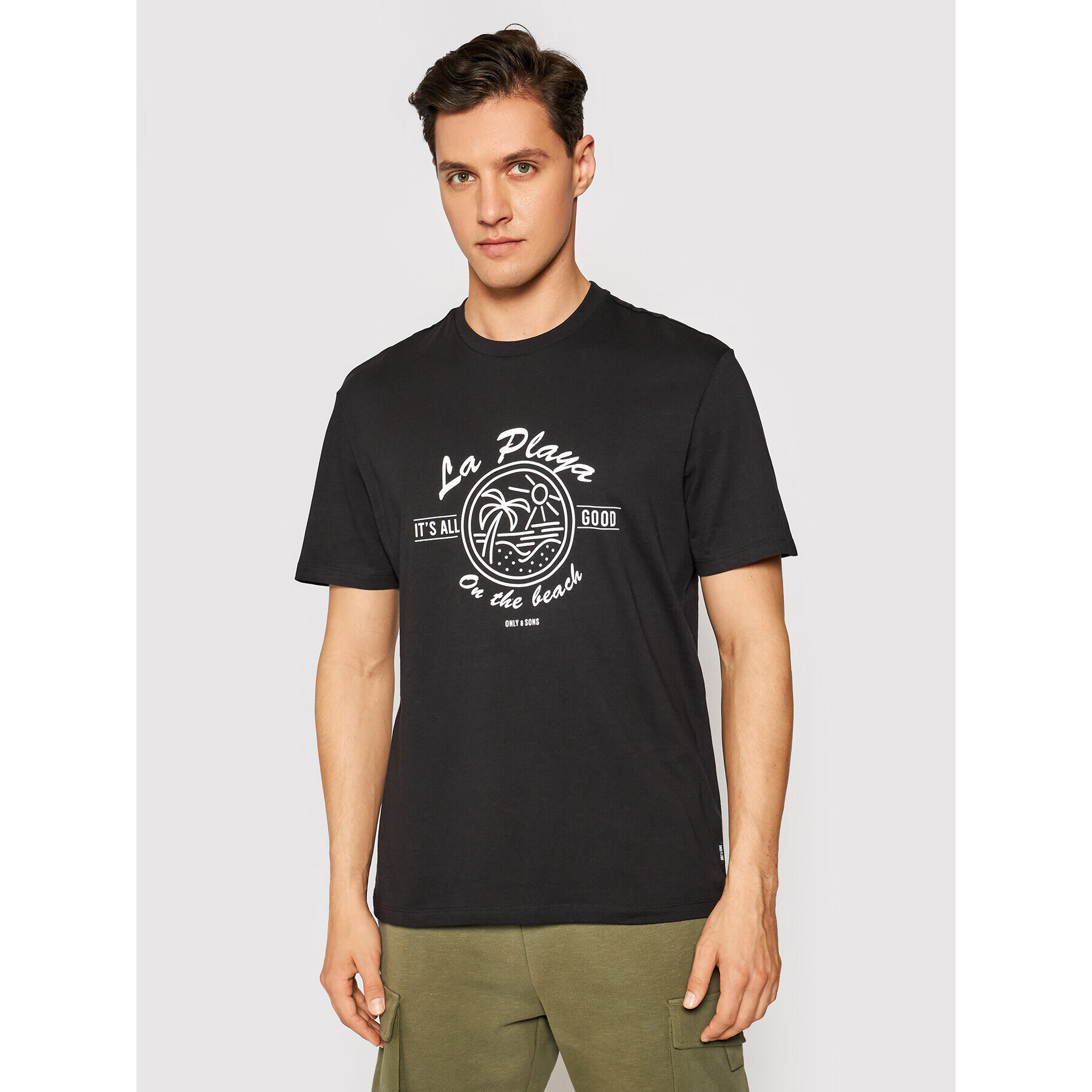 Only & Sons Тишърт Pine Life 22019744 Черен Regular Fit - Pepit.bg