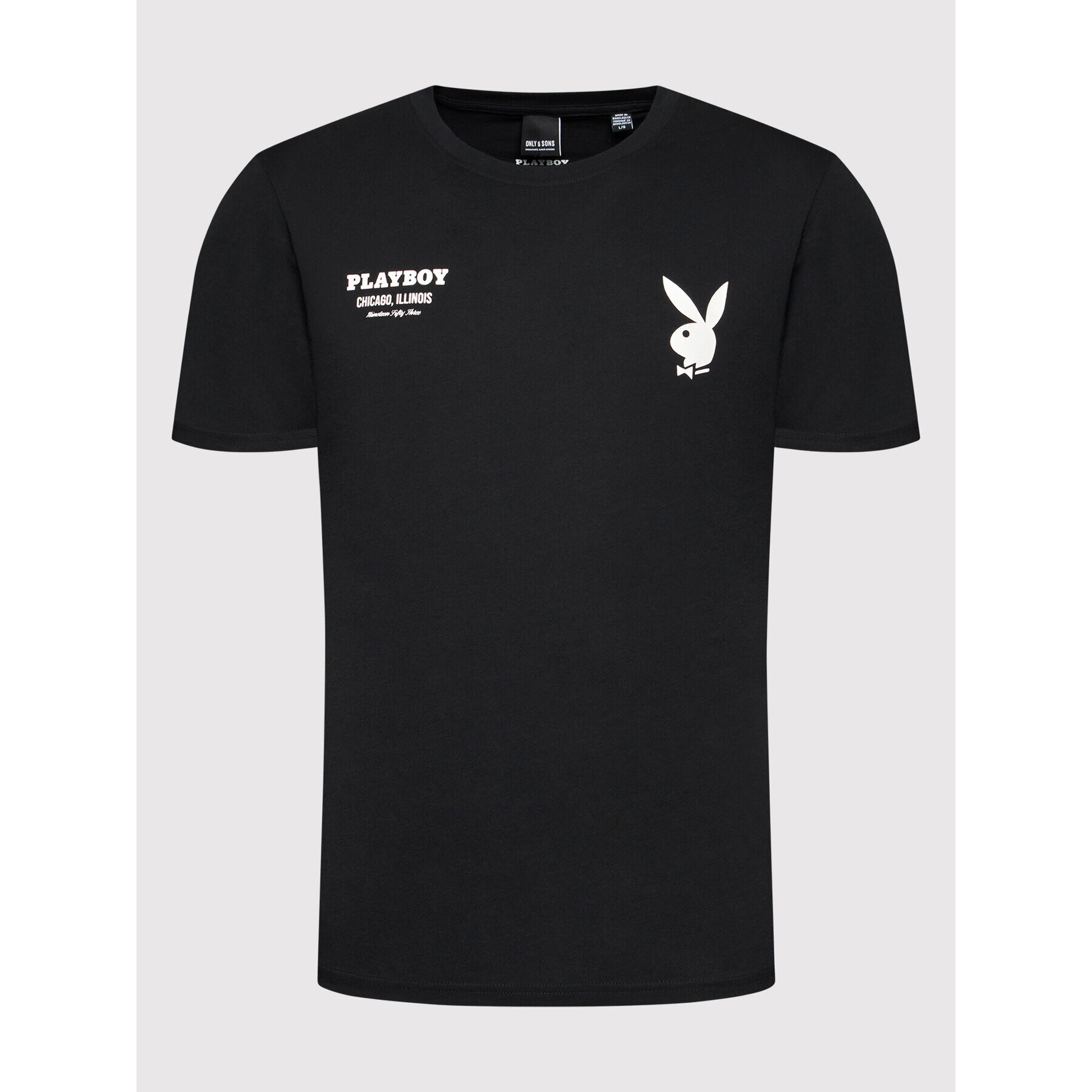 Only & Sons Тишърт Playboy 22023179 Черен Regular Fit - Pepit.bg