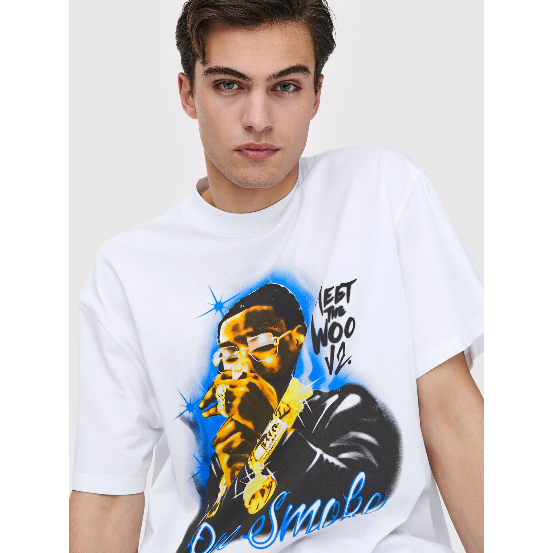 Only & Sons Тишърт Pop Smoke 22022271 Бял Relaxed Fit - Pepit.bg