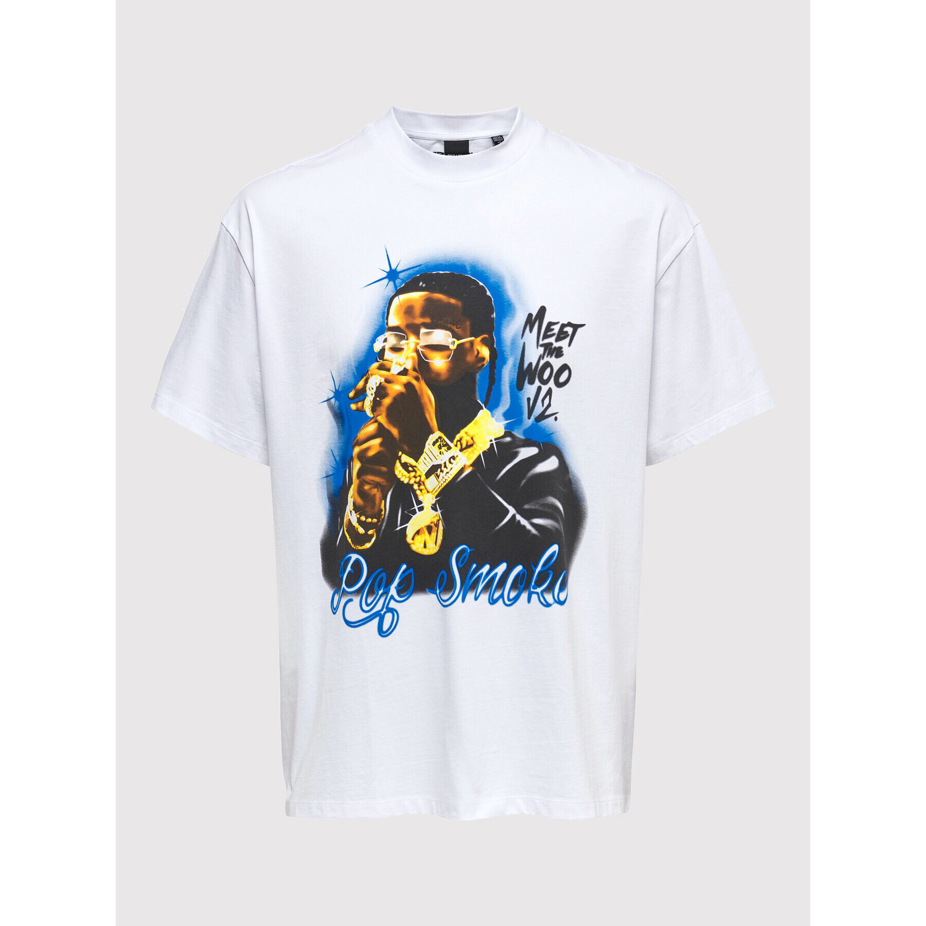 Only & Sons Тишърт Pop Smoke 22022271 Бял Relaxed Fit - Pepit.bg