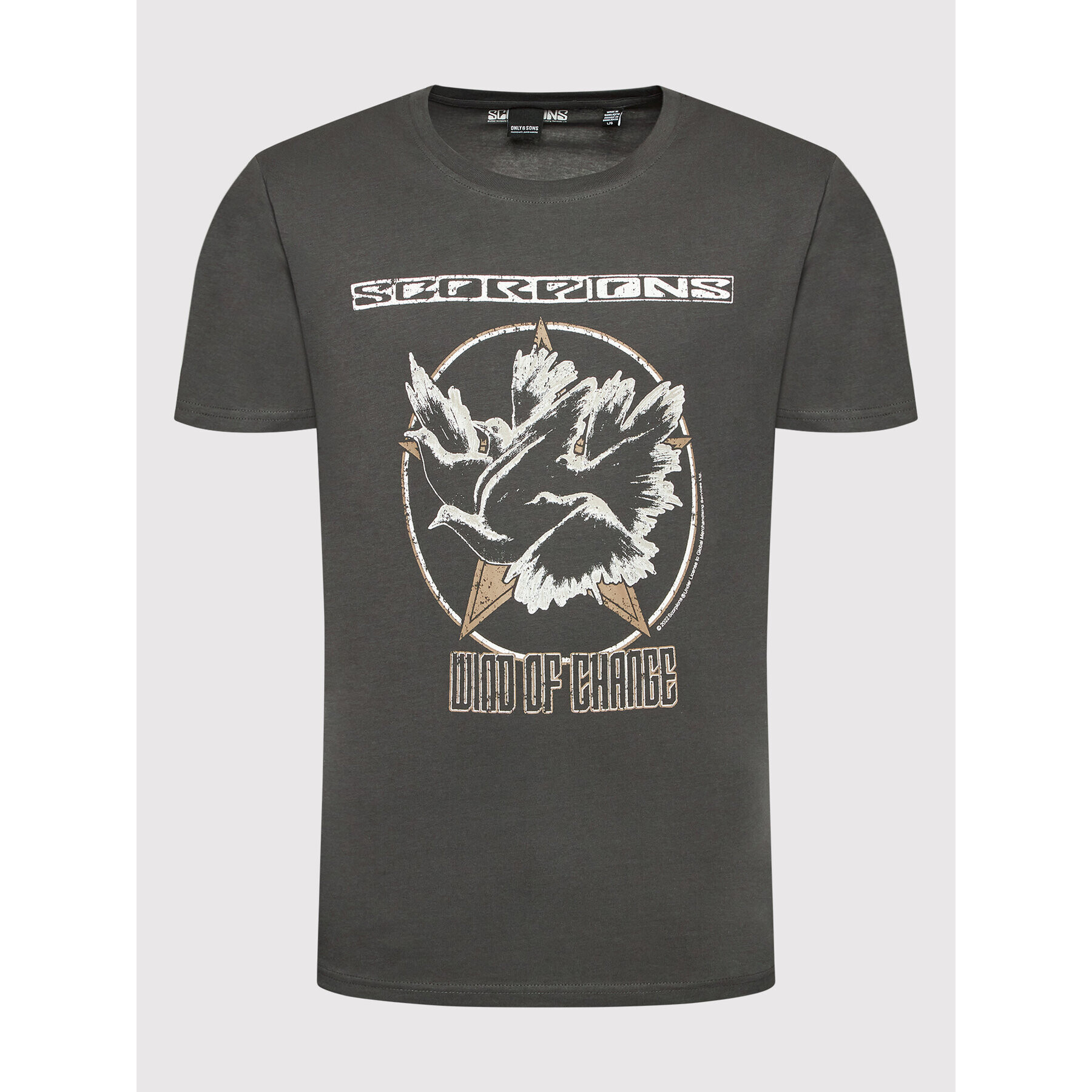 Only & Sons Тишърт Scorpions 22024237 Сив Regular Fit - Pepit.bg
