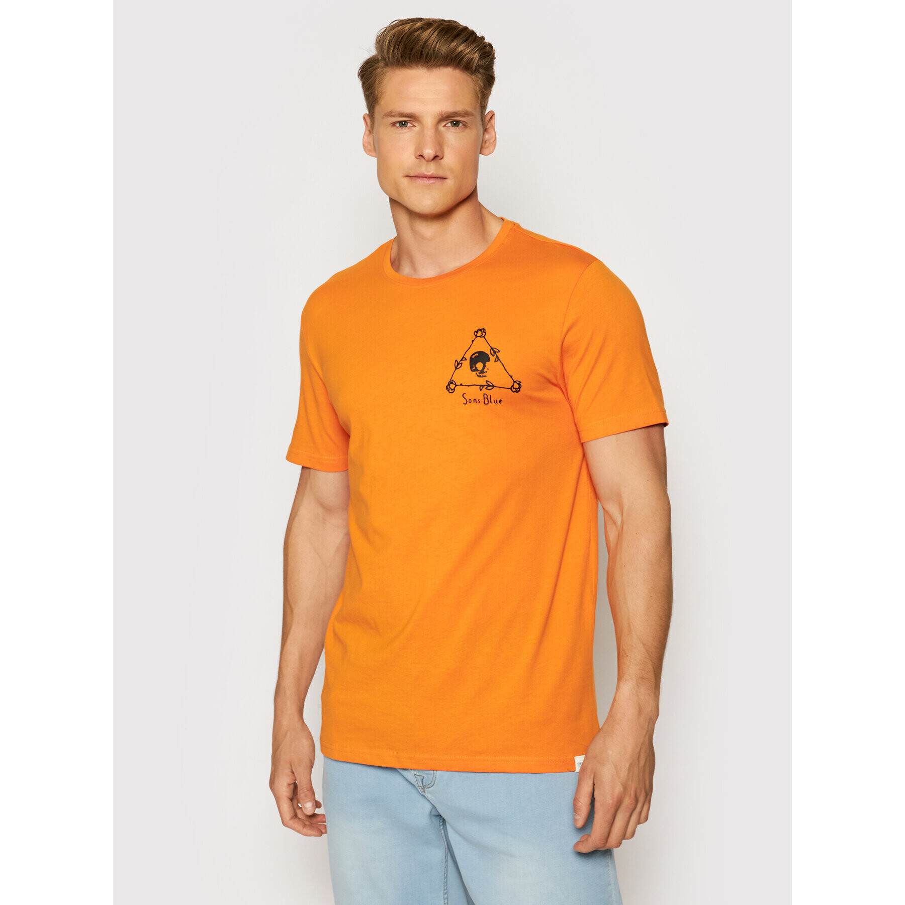Only & Sons Тишърт Turner 22019658 Оранжев Slim Fit - Pepit.bg