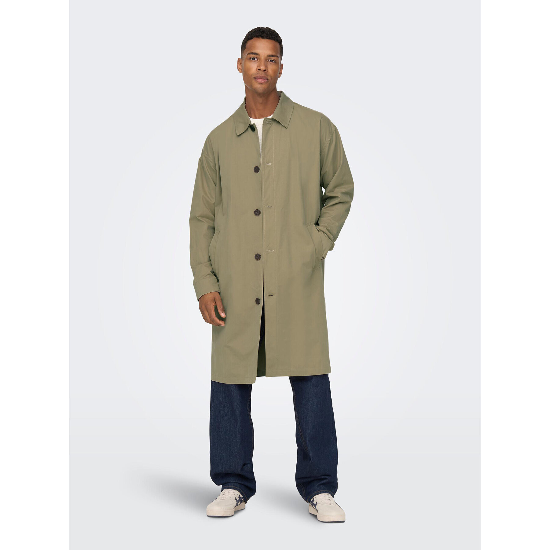 Only & Sons Тренч Malcom 22024246 Зелен Regular Fit - Pepit.bg