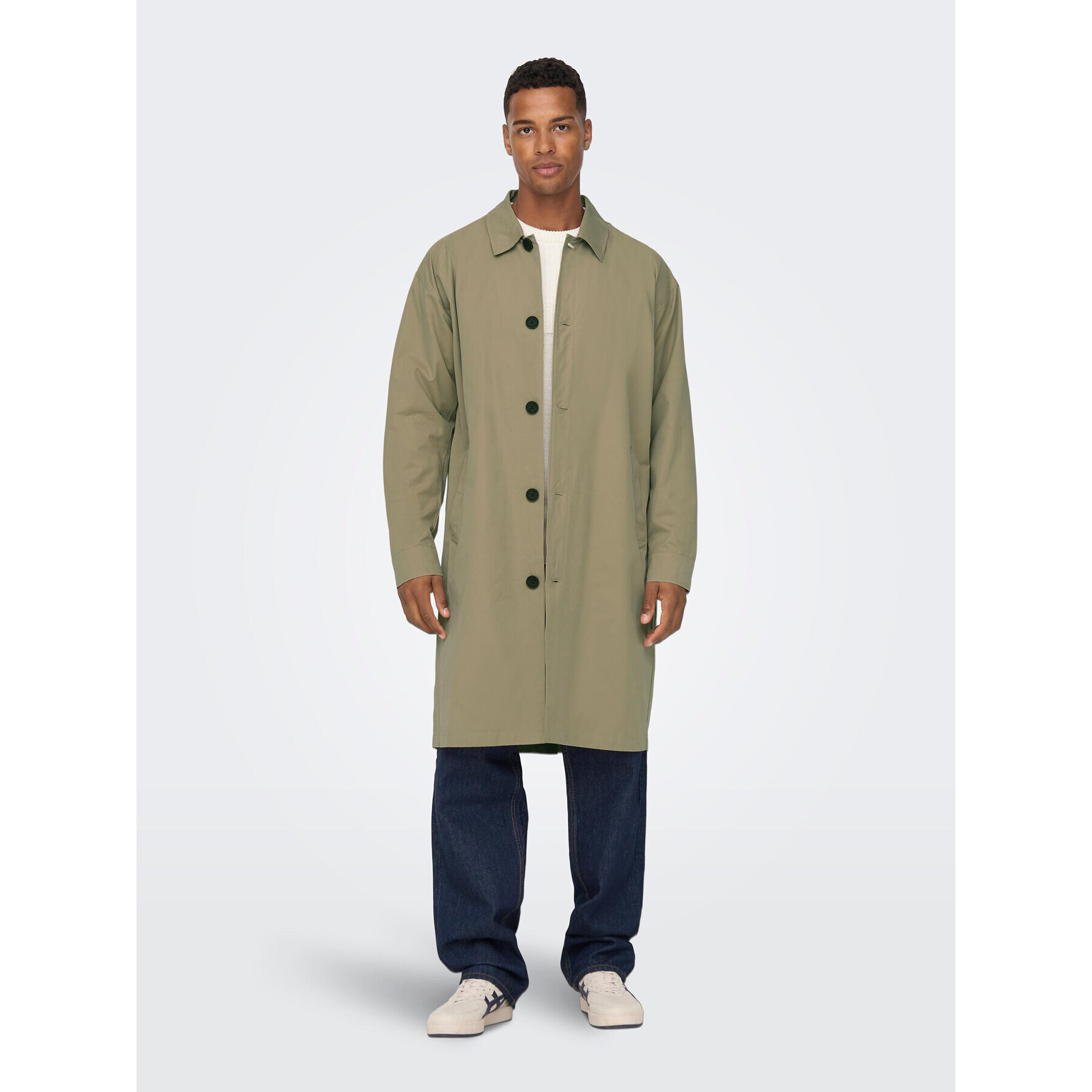 Only & Sons Тренч Malcom 22024246 Зелен Regular Fit - Pepit.bg