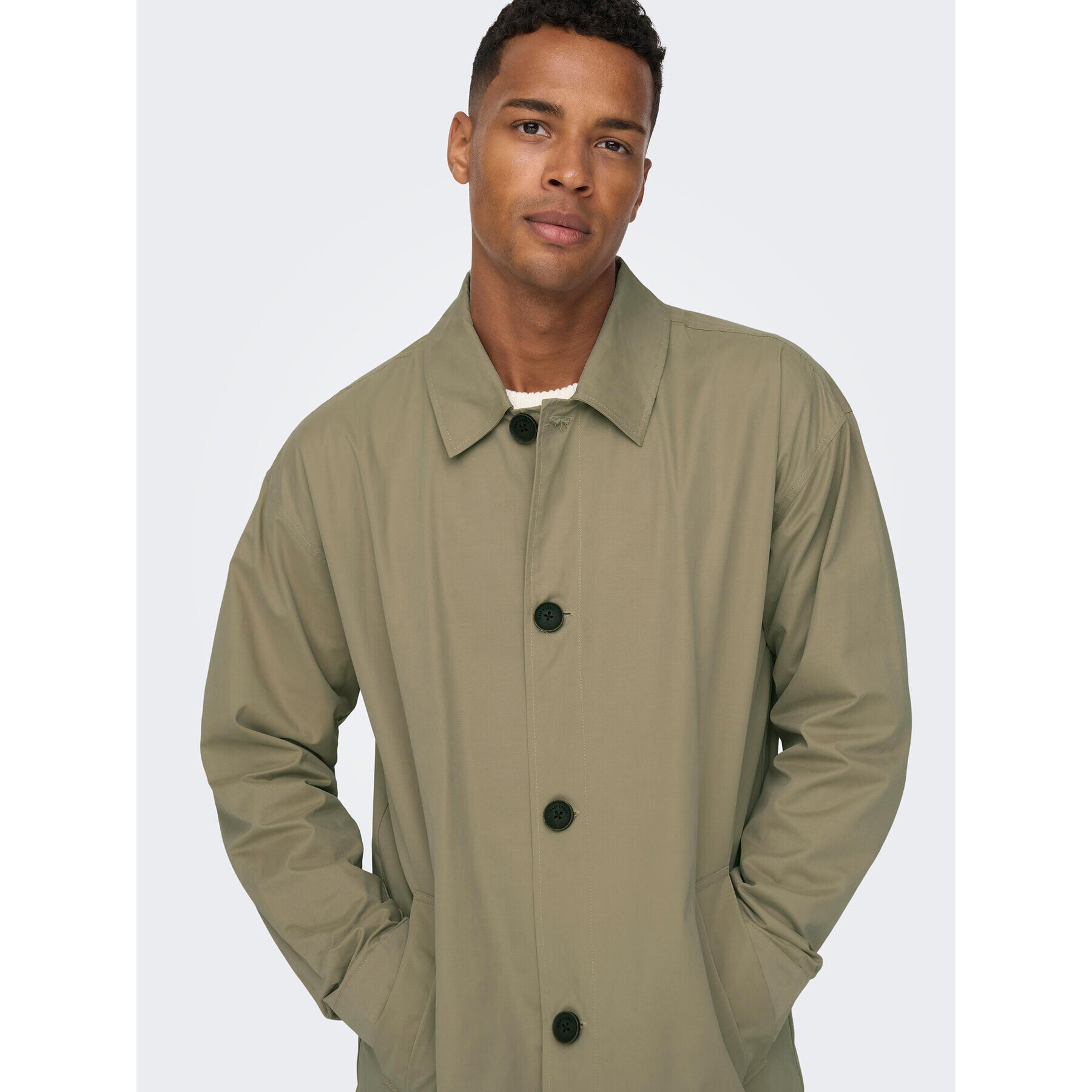 Only & Sons Тренч Malcom 22024246 Зелен Regular Fit - Pepit.bg