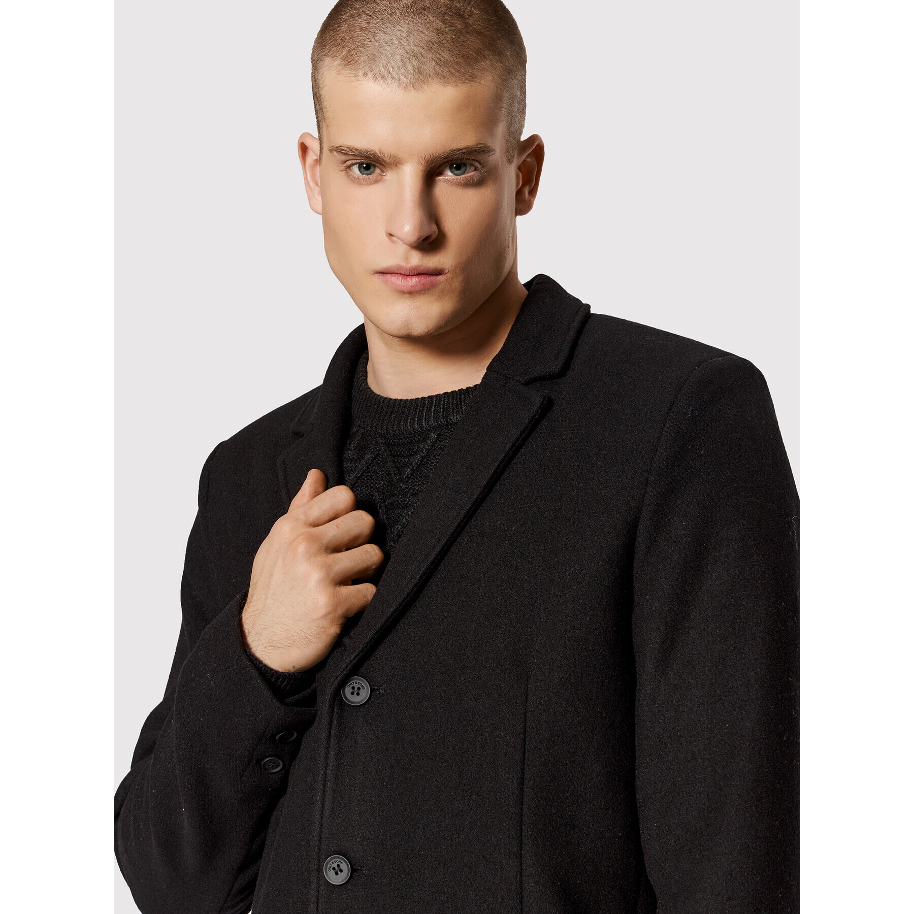 Only & Sons Вълнено палто Julian 22010254 Черен Regular Fit - Pepit.bg