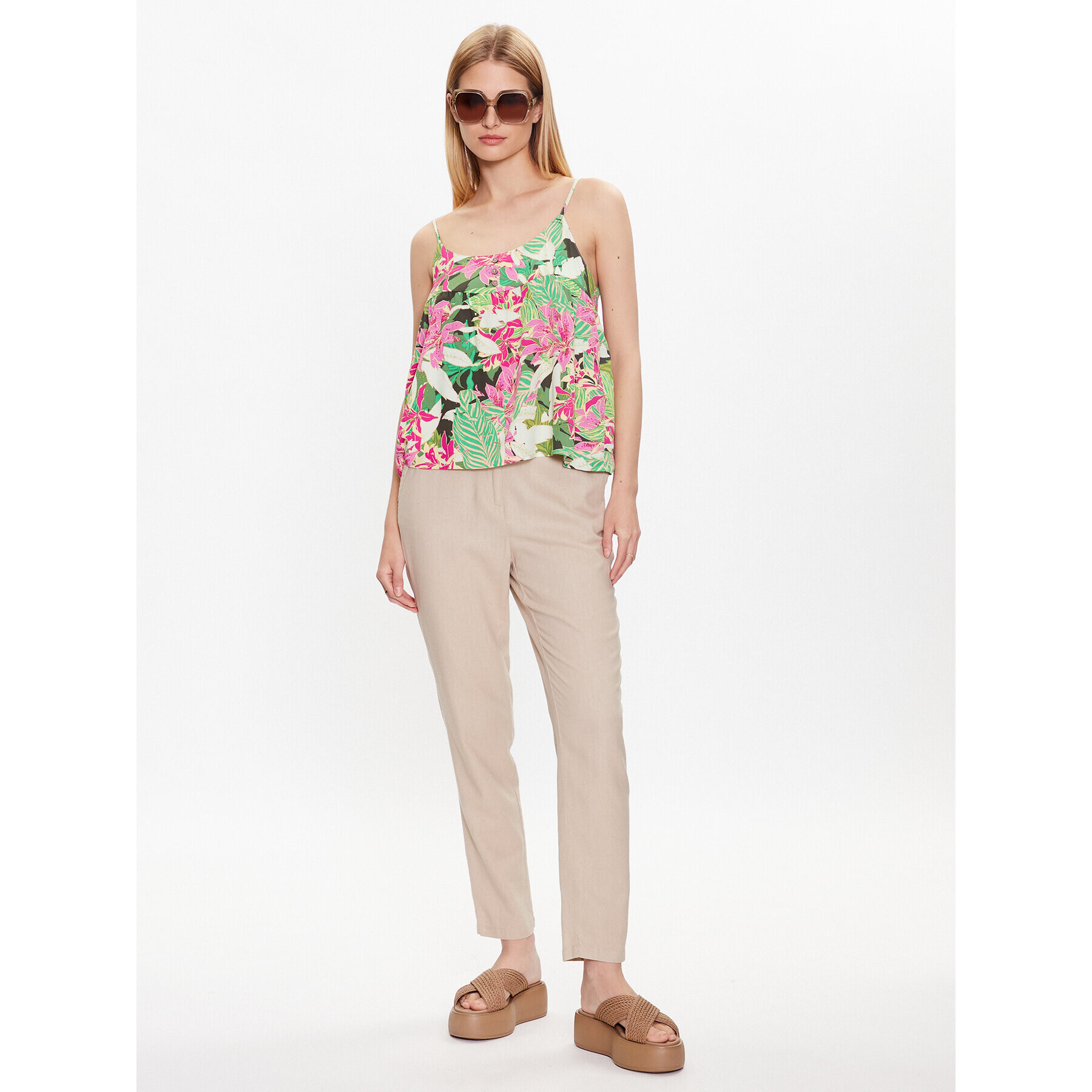 ONLY Текстилни панталони 15278713 Бежов Regular Fit - Pepit.bg