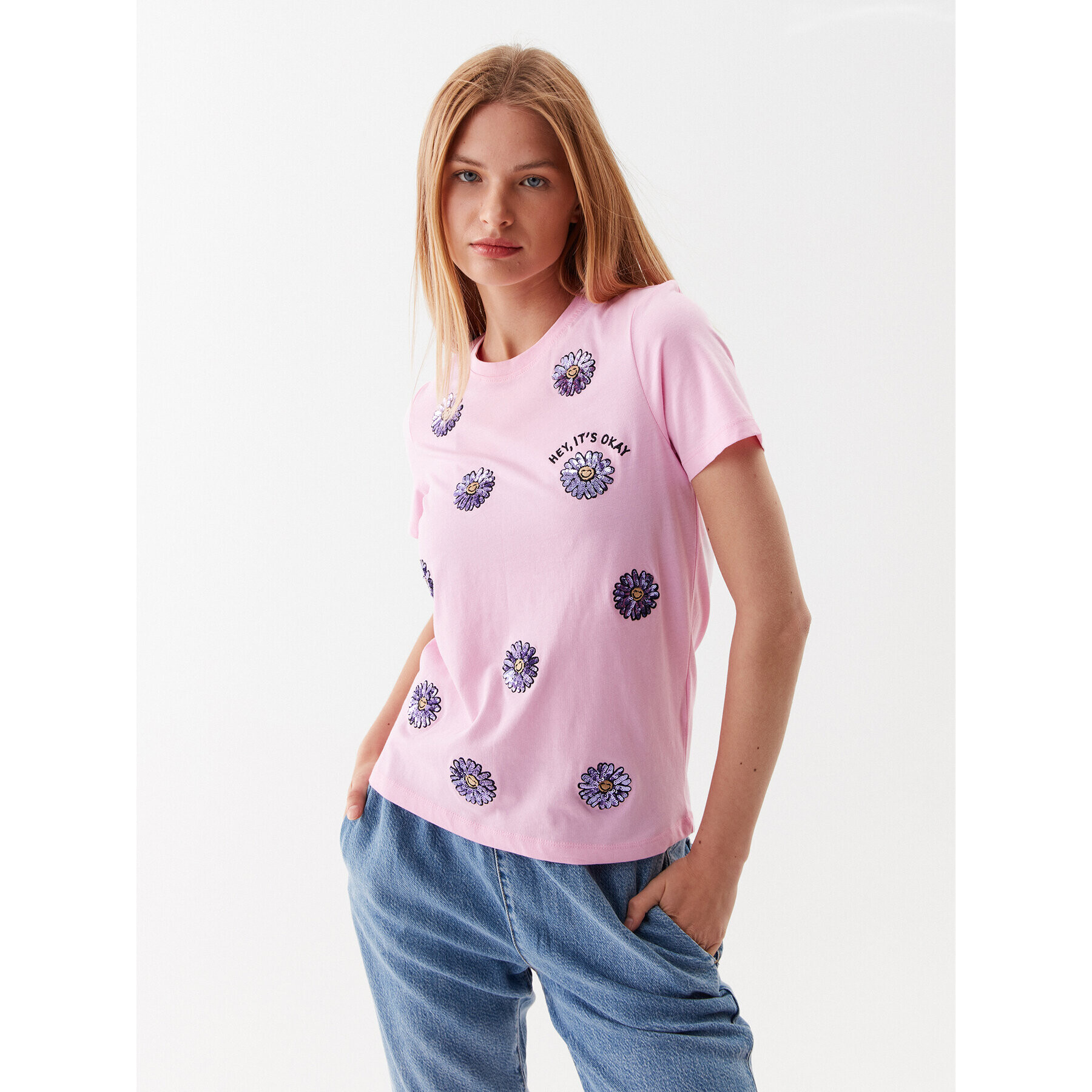 ONLY Тишърт 15286720 Розов Regular Fit - Pepit.bg