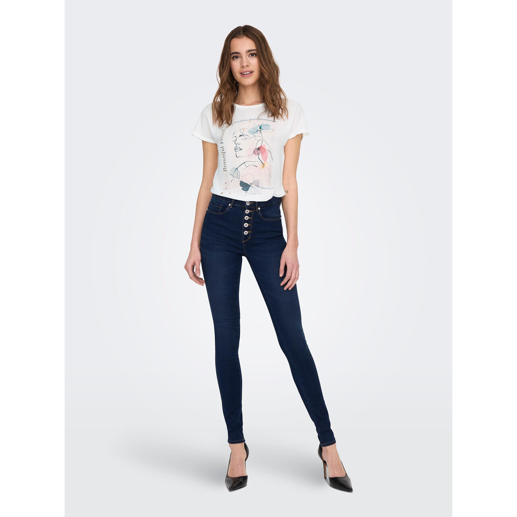 ONLY Тишърт 15288071 Бял Regular Fit - Pepit.bg