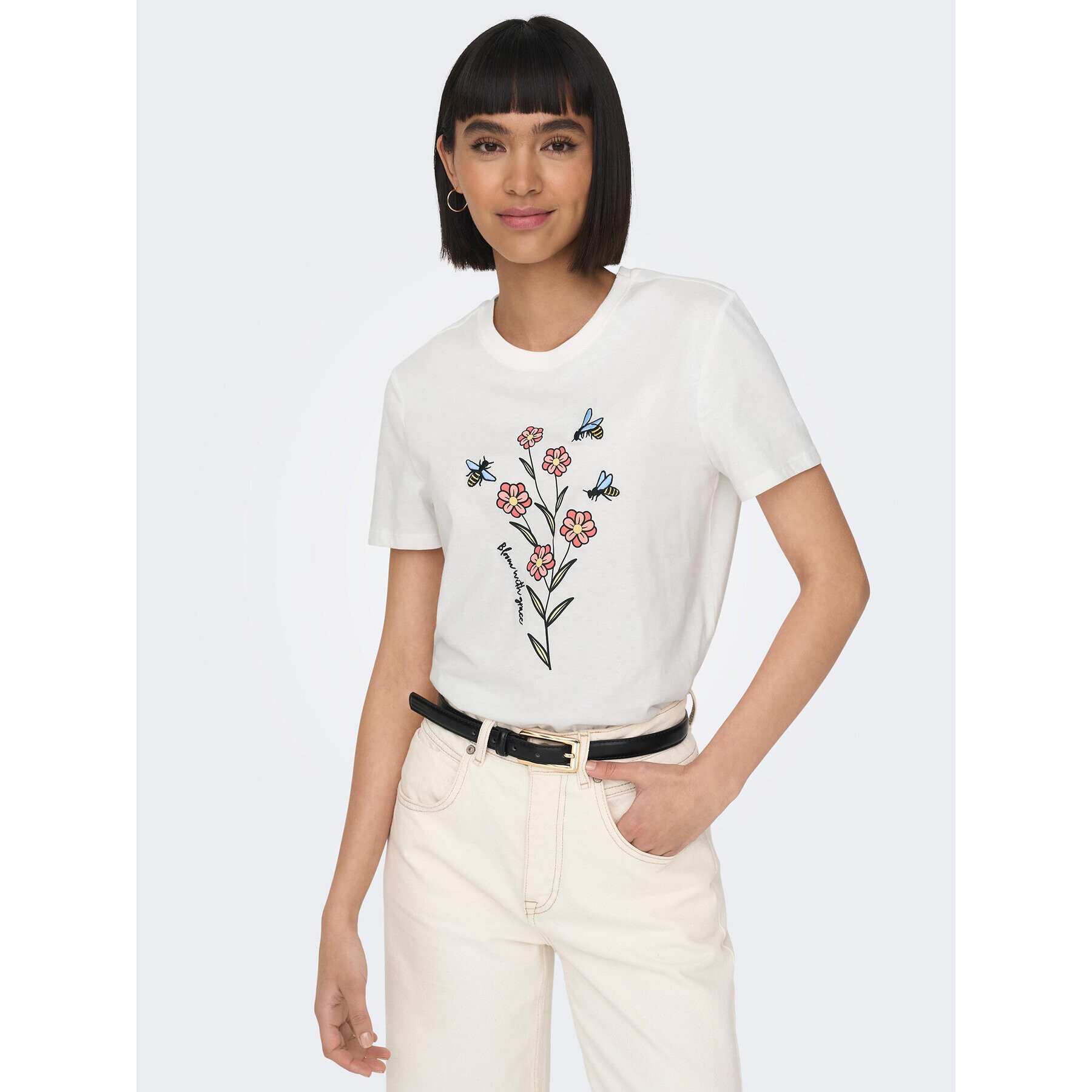 ONLY Тишърт 15288293 Бял Regular Fit - Pepit.bg