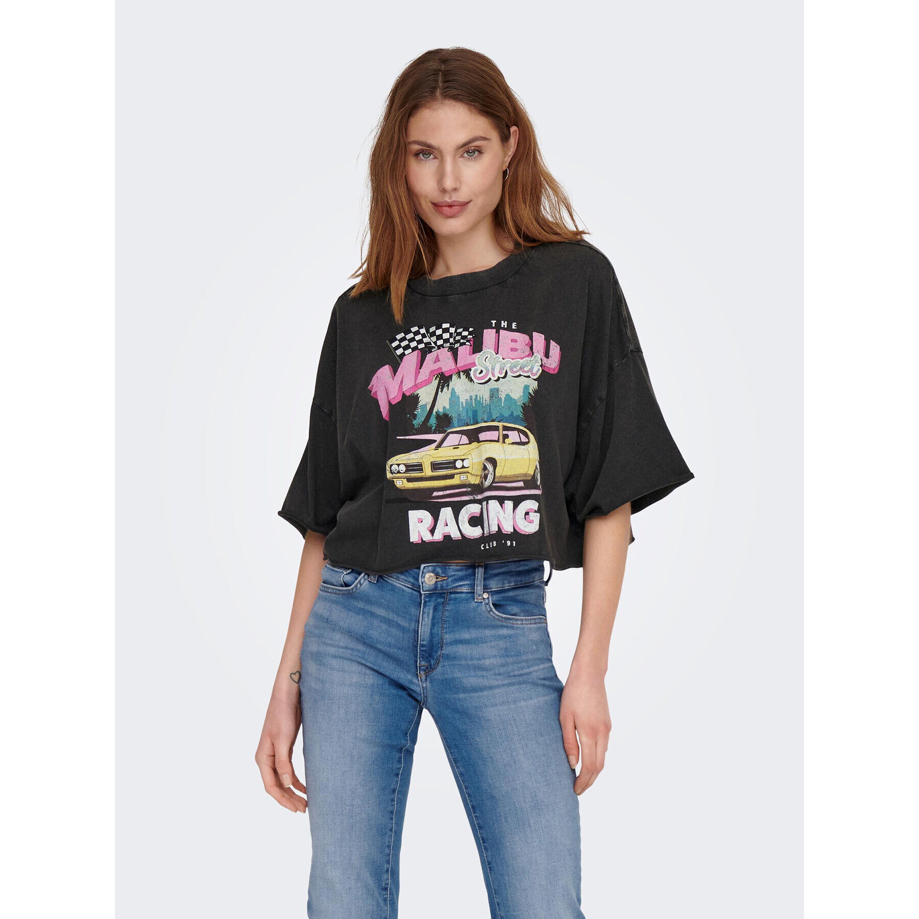 ONLY Тишърт 15290548 Черен Cropped Fit - Pepit.bg