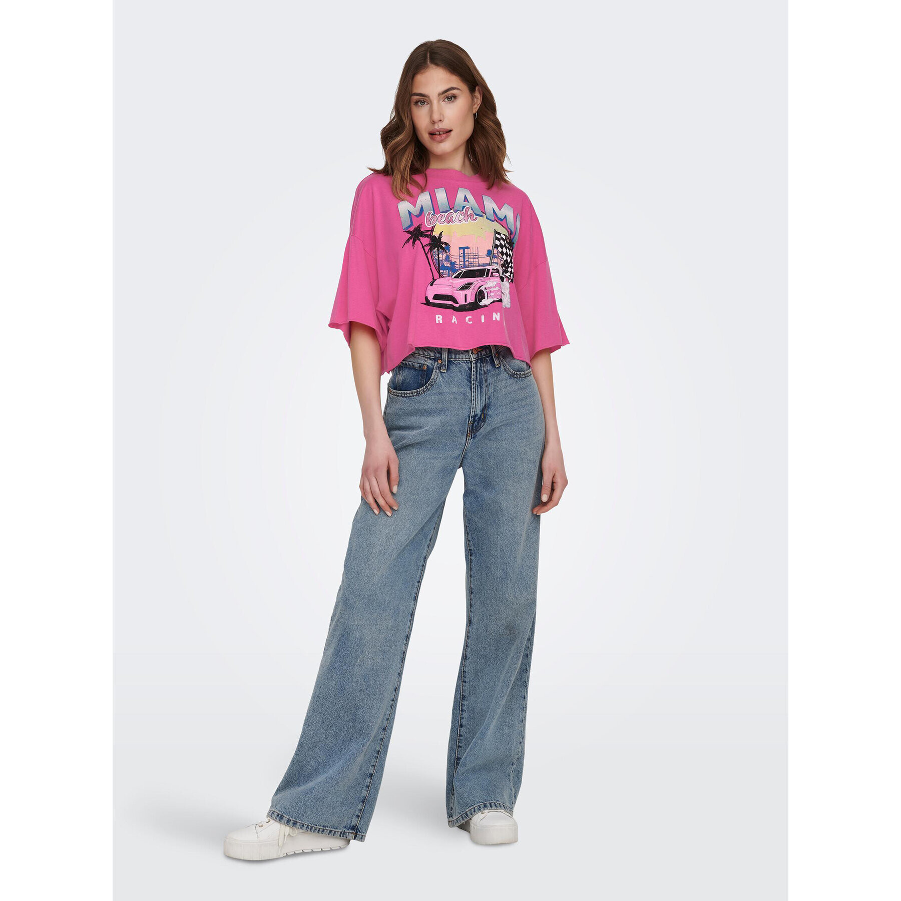 ONLY Тишърт 15290548 Розов Cropped Fit - Pepit.bg