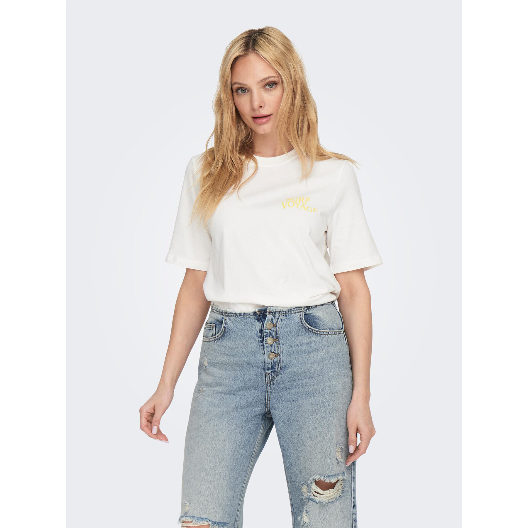ONLY Тишърт 15295382 Бял Regular Fit - Pepit.bg