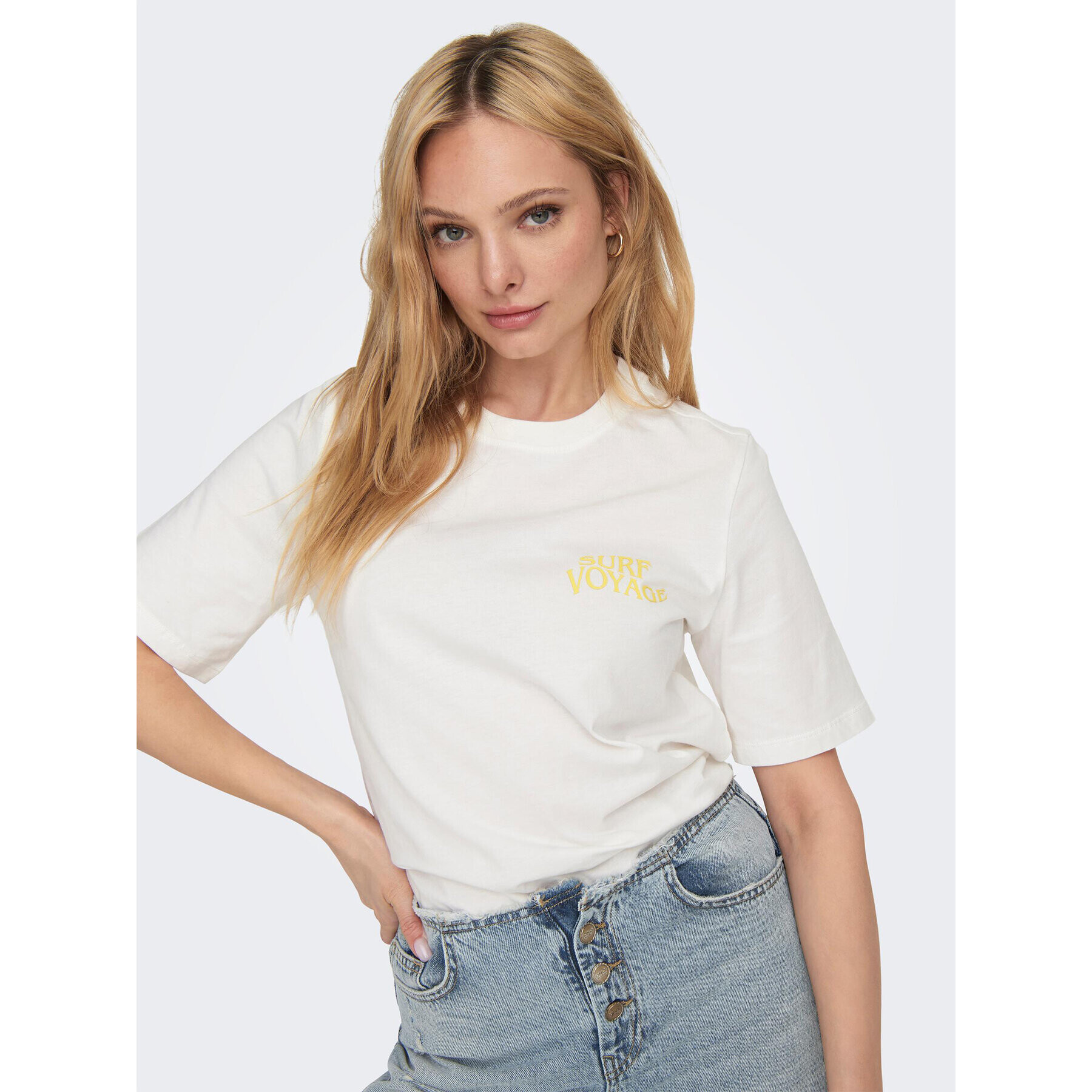 ONLY Тишърт 15295382 Бял Regular Fit - Pepit.bg