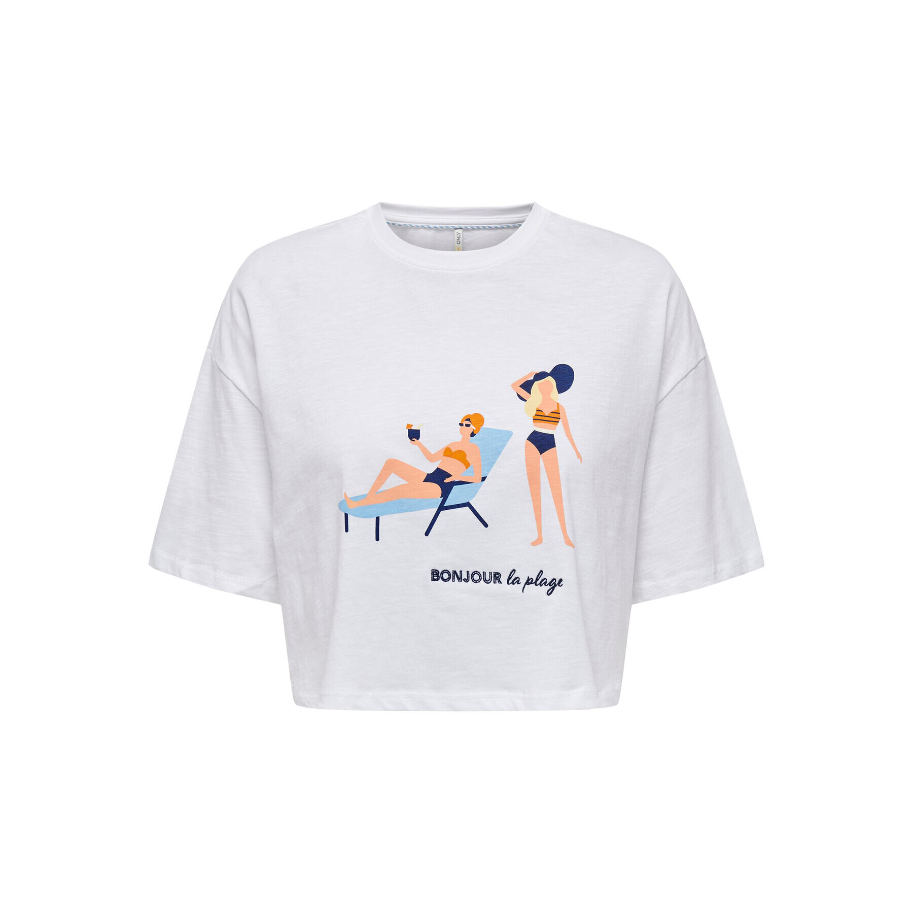 ONLY Тишърт 15296237 Бял Regular Fit - Pepit.bg