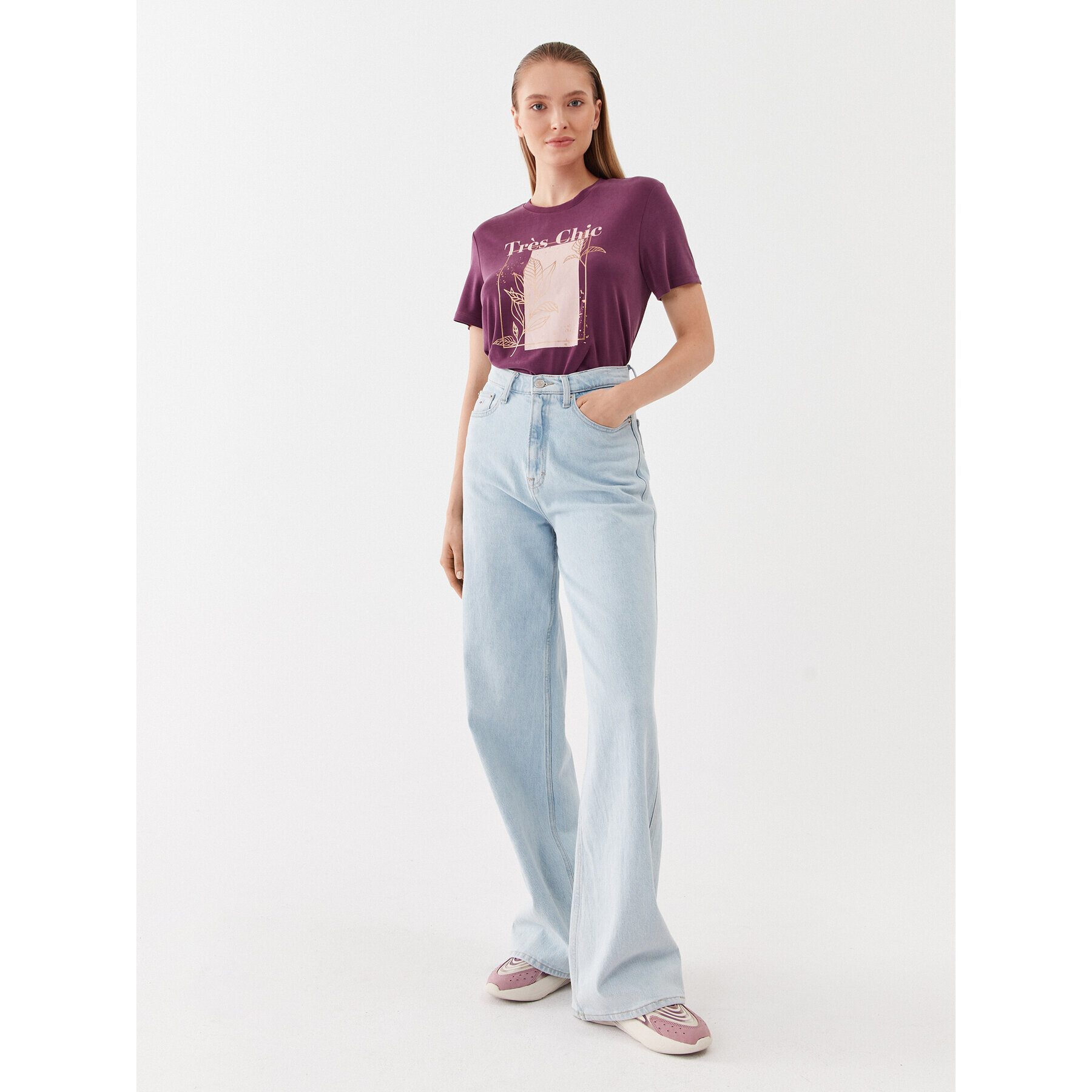 ONLY Тишърт 15303212 Виолетов Regular Fit - Pepit.bg
