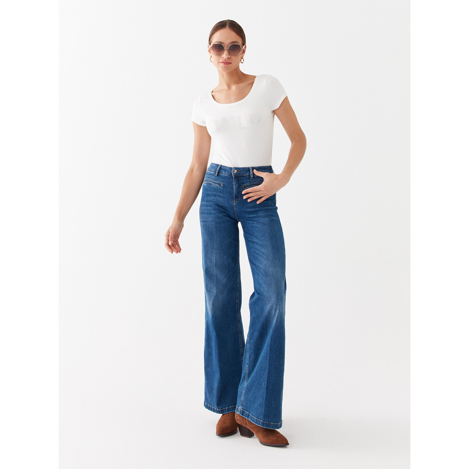 ONLY Тишърт 15316416 Бял Slim Fit - Pepit.bg