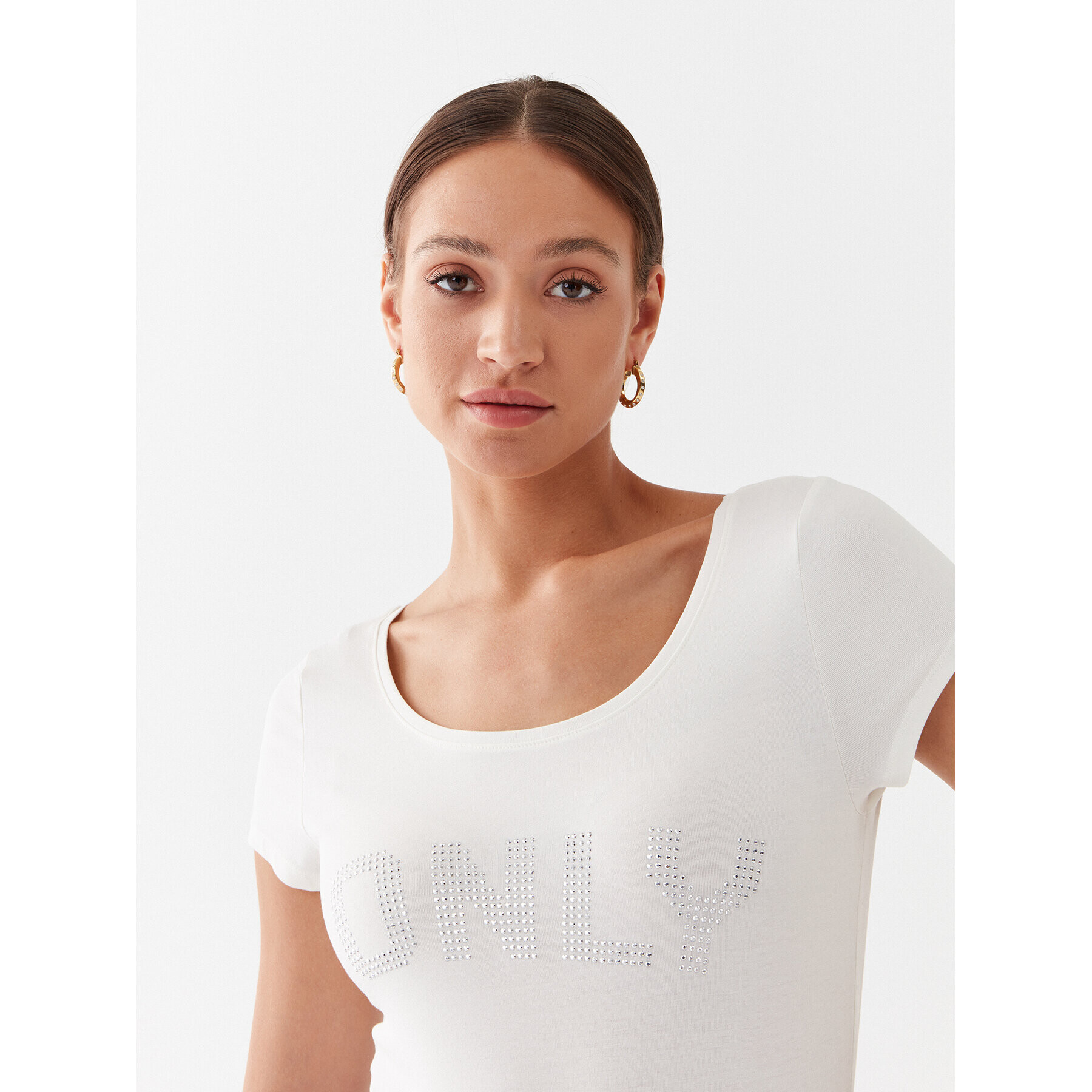 ONLY Тишърт 15316416 Бял Slim Fit - Pepit.bg