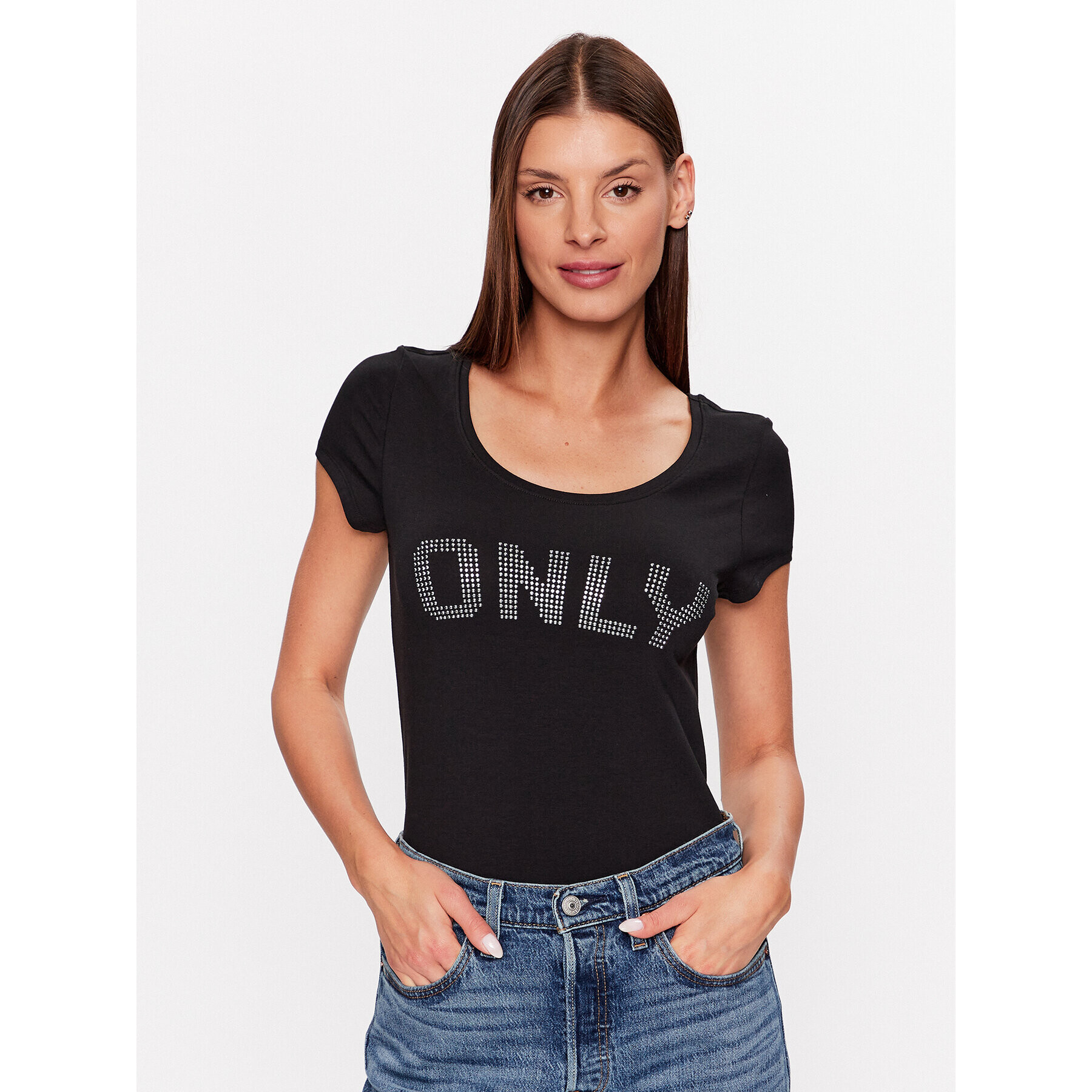 ONLY Тишърт 15316416 Черен Slim Fit - Pepit.bg