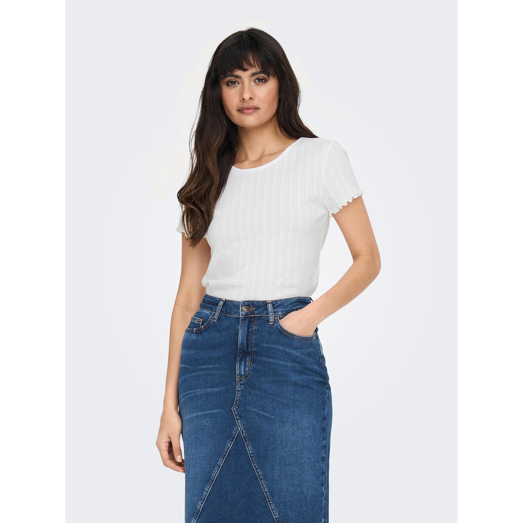 ONLY Тишърт Carlotta 15256154 Бял Tight Fit - Pepit.bg