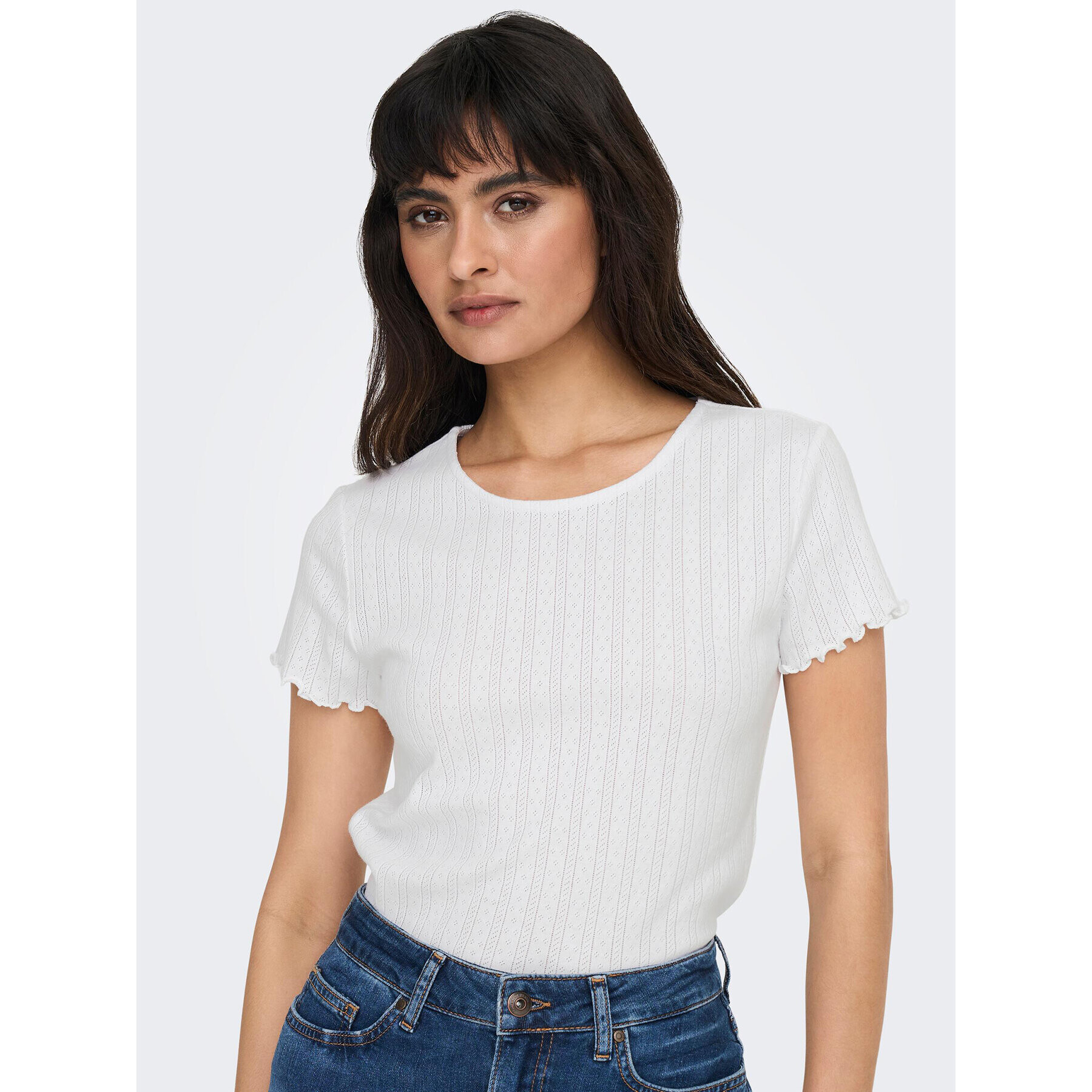 ONLY Тишърт Carlotta 15256154 Бял Tight Fit - Pepit.bg