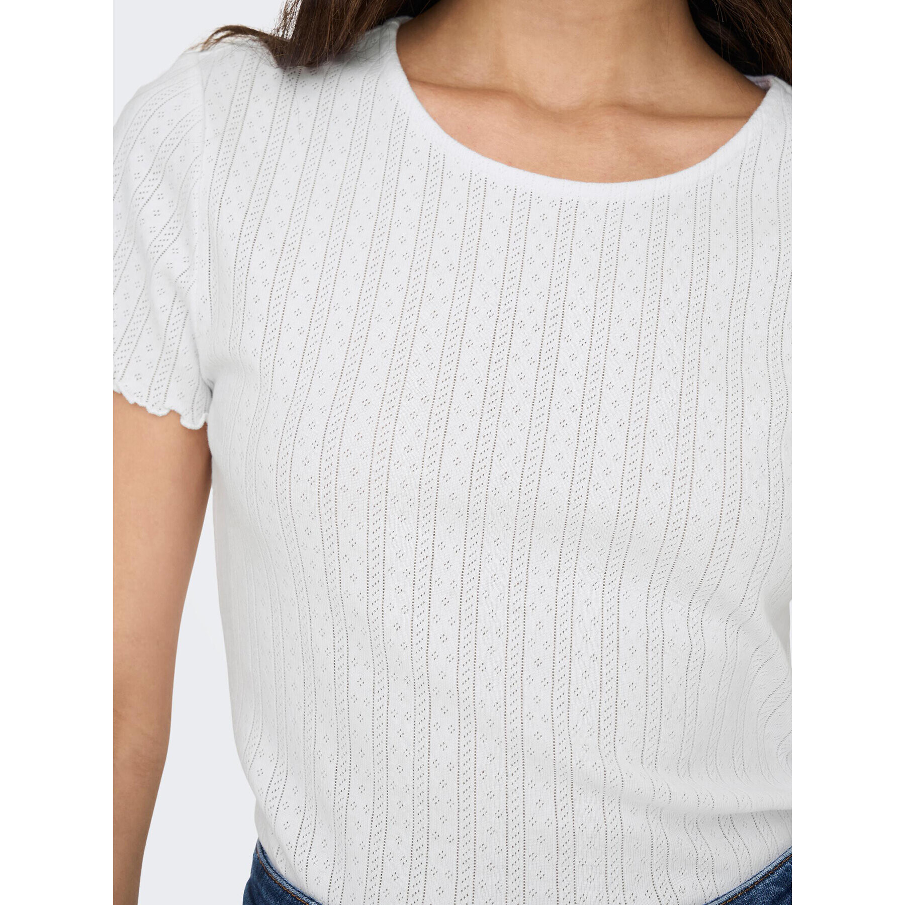 ONLY Тишърт Carlotta 15256154 Бял Tight Fit - Pepit.bg