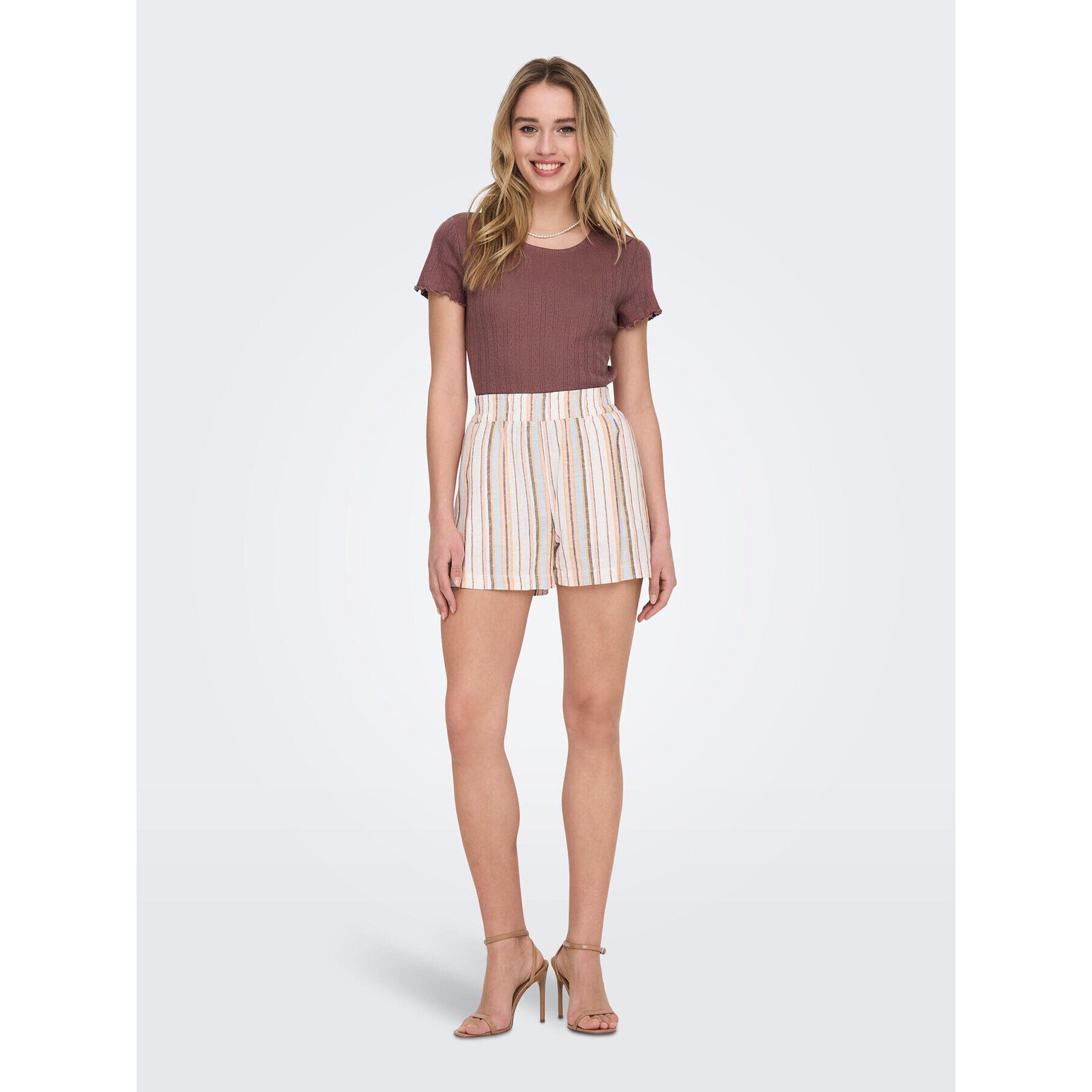 ONLY Тишърт Carlotta 15256154 Розов Tight Fit - Pepit.bg