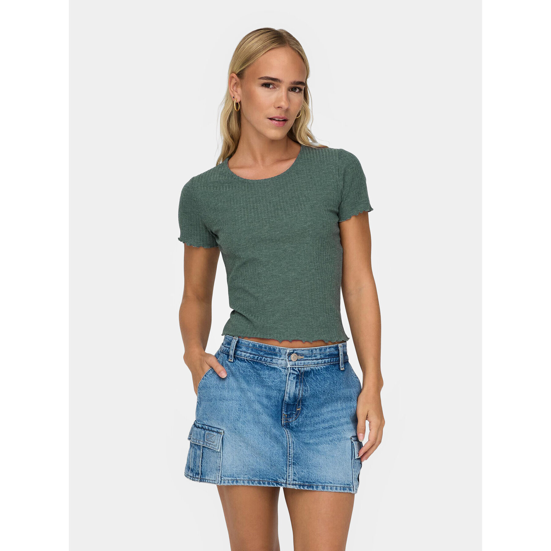 ONLY Тишърт Emma 15201206 Зелен Slim Fit - Pepit.bg