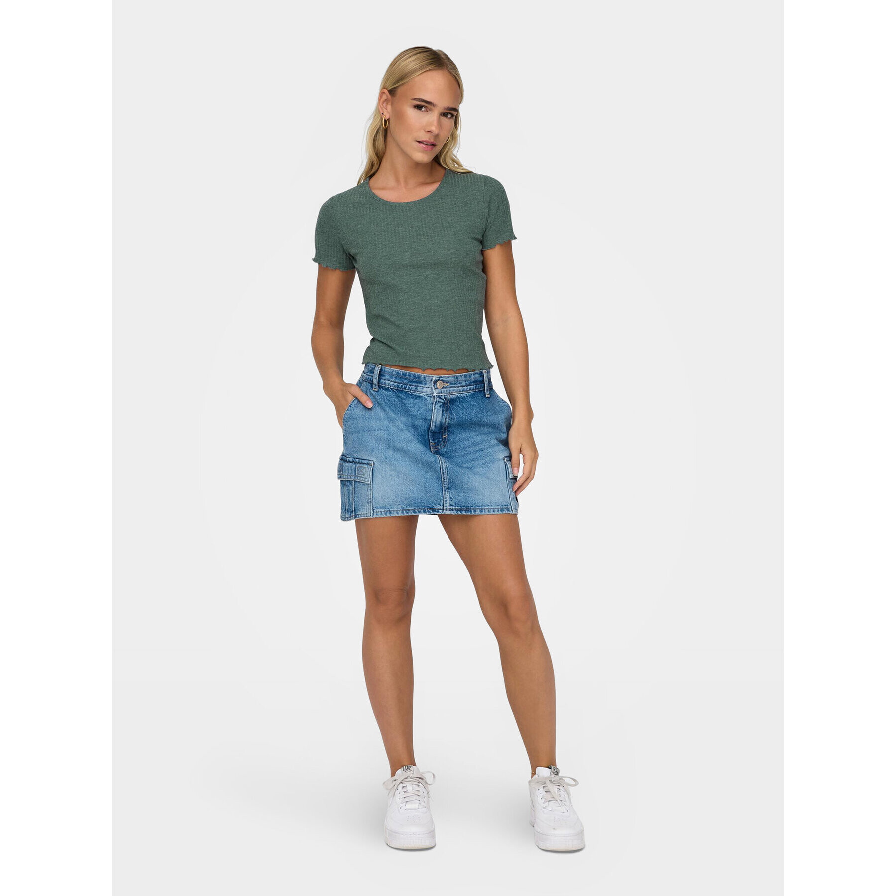ONLY Тишърт Emma 15201206 Зелен Slim Fit - Pepit.bg