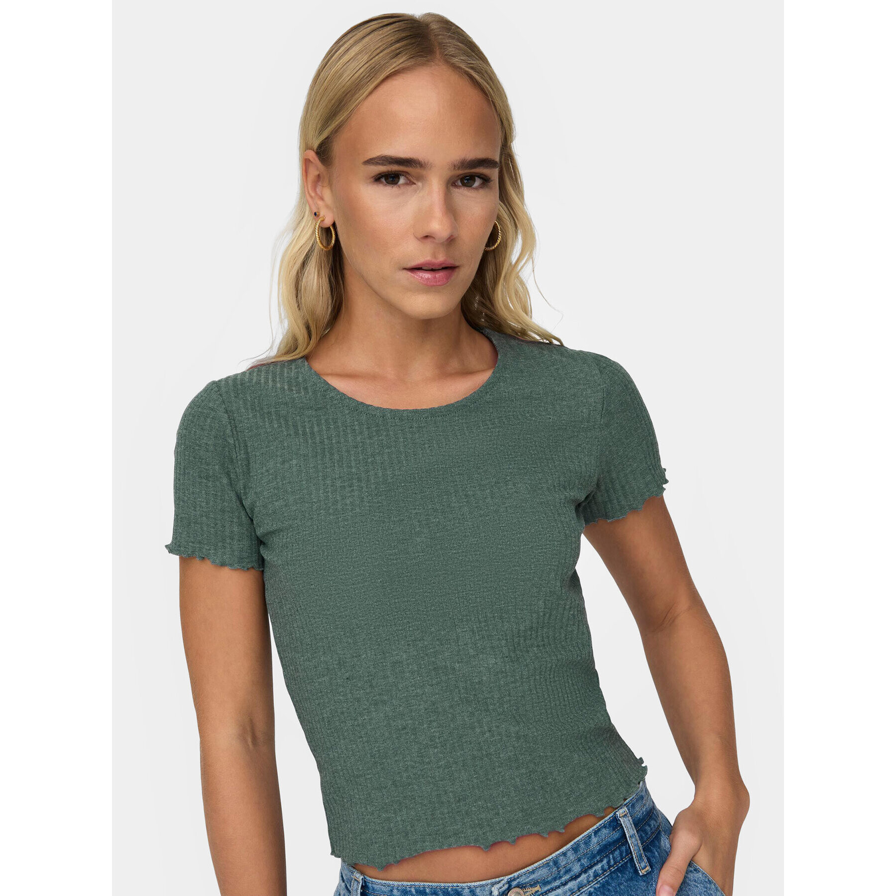 ONLY Тишърт Emma 15201206 Зелен Slim Fit - Pepit.bg