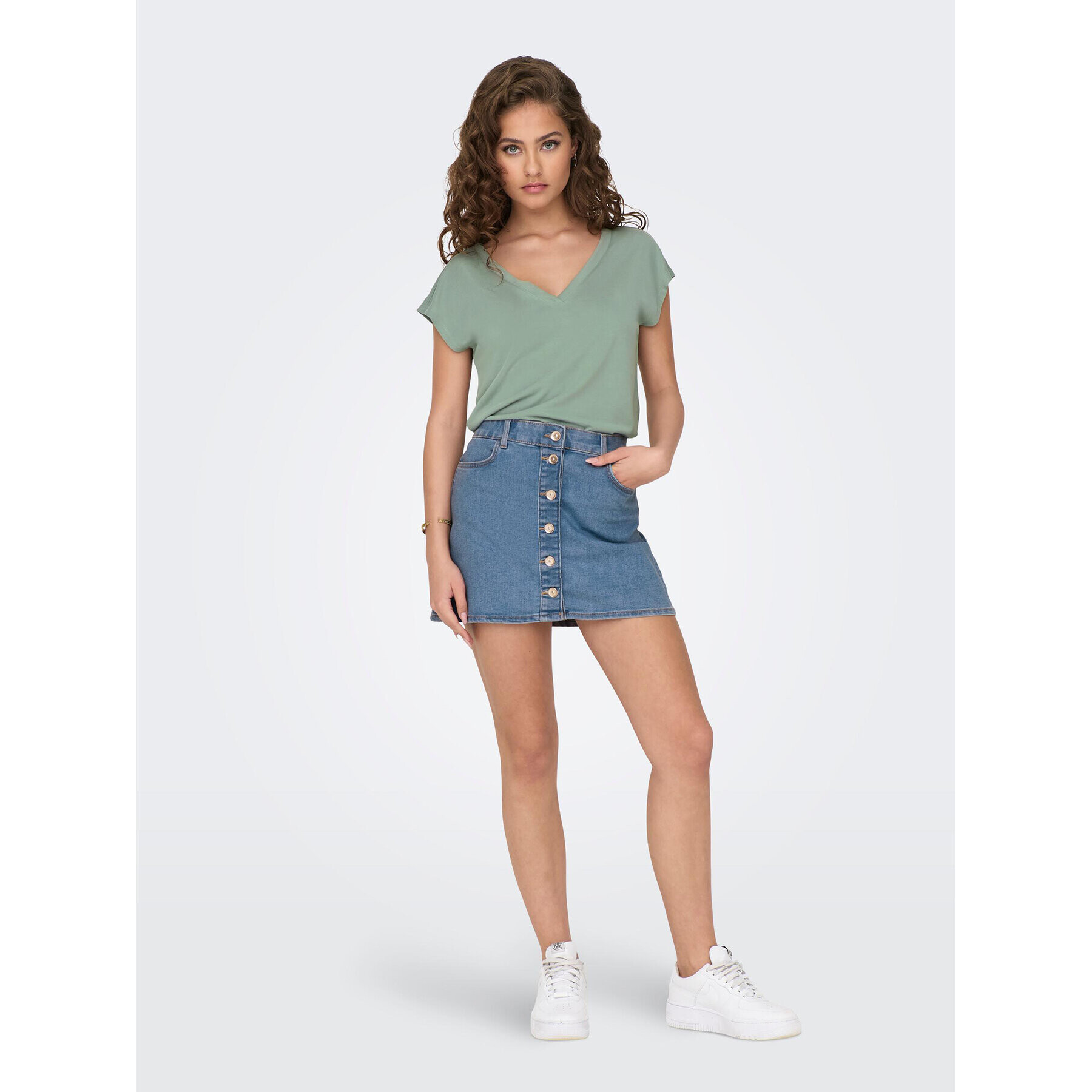 ONLY Тишърт Free 15287041 Зелен Regular Fit - Pepit.bg