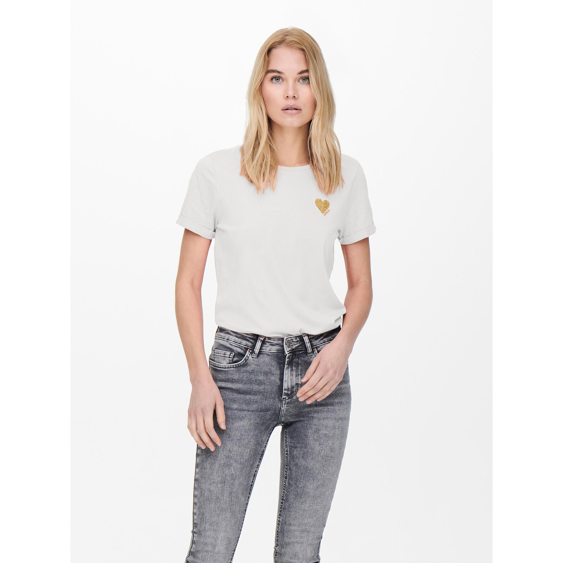 ONLY Тишърт Kita 15244714 Бял Regular Fit - Pepit.bg