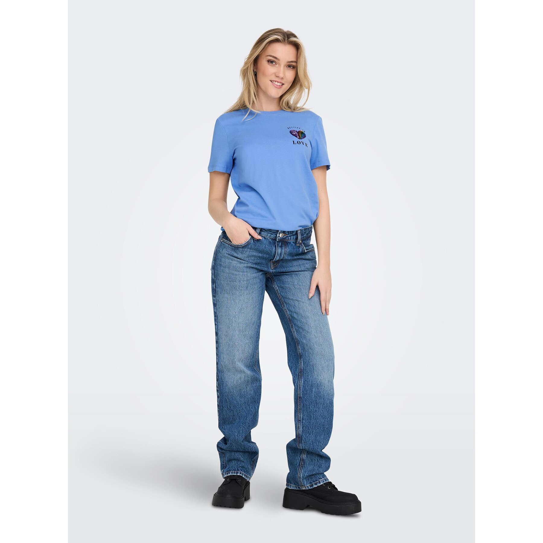 ONLY Тишърт Kita 15286647 Син Regular Fit - Pepit.bg
