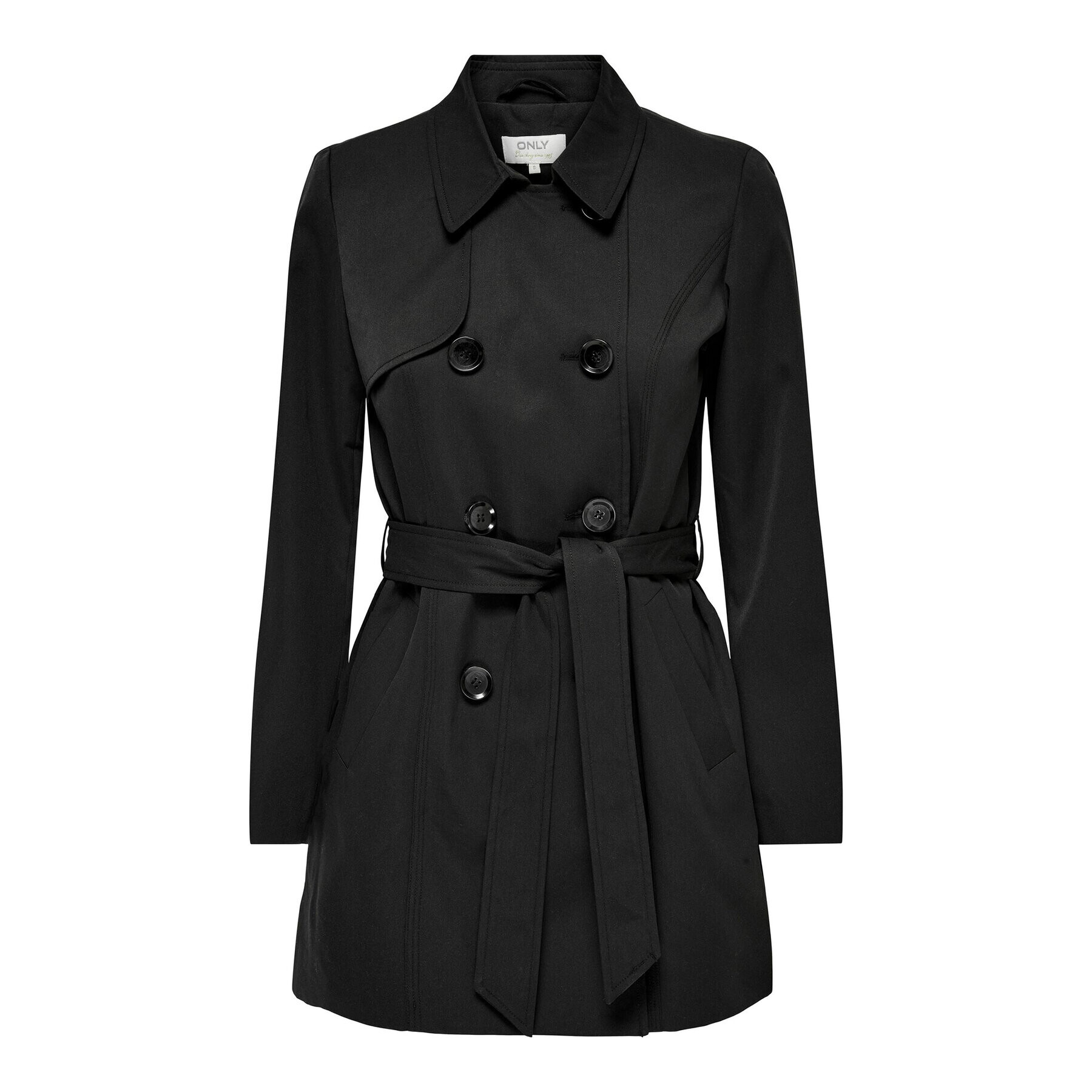 ONLY Тренч 15191821 Черен Regular Fit - Pepit.bg
