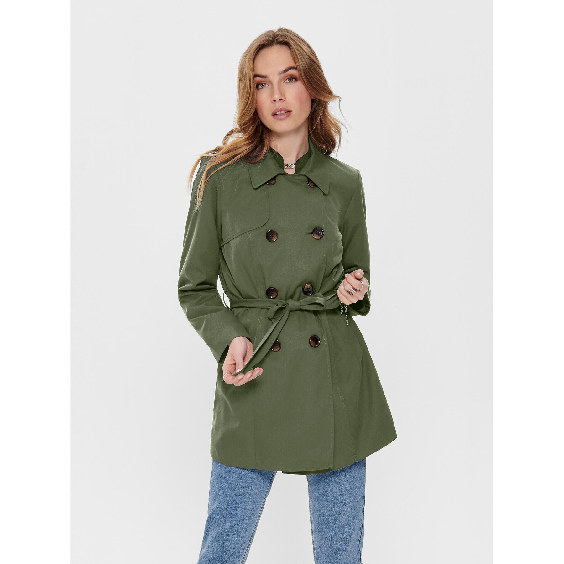 ONLY Тренч 15191821 Зелен Regular Fit - Pepit.bg