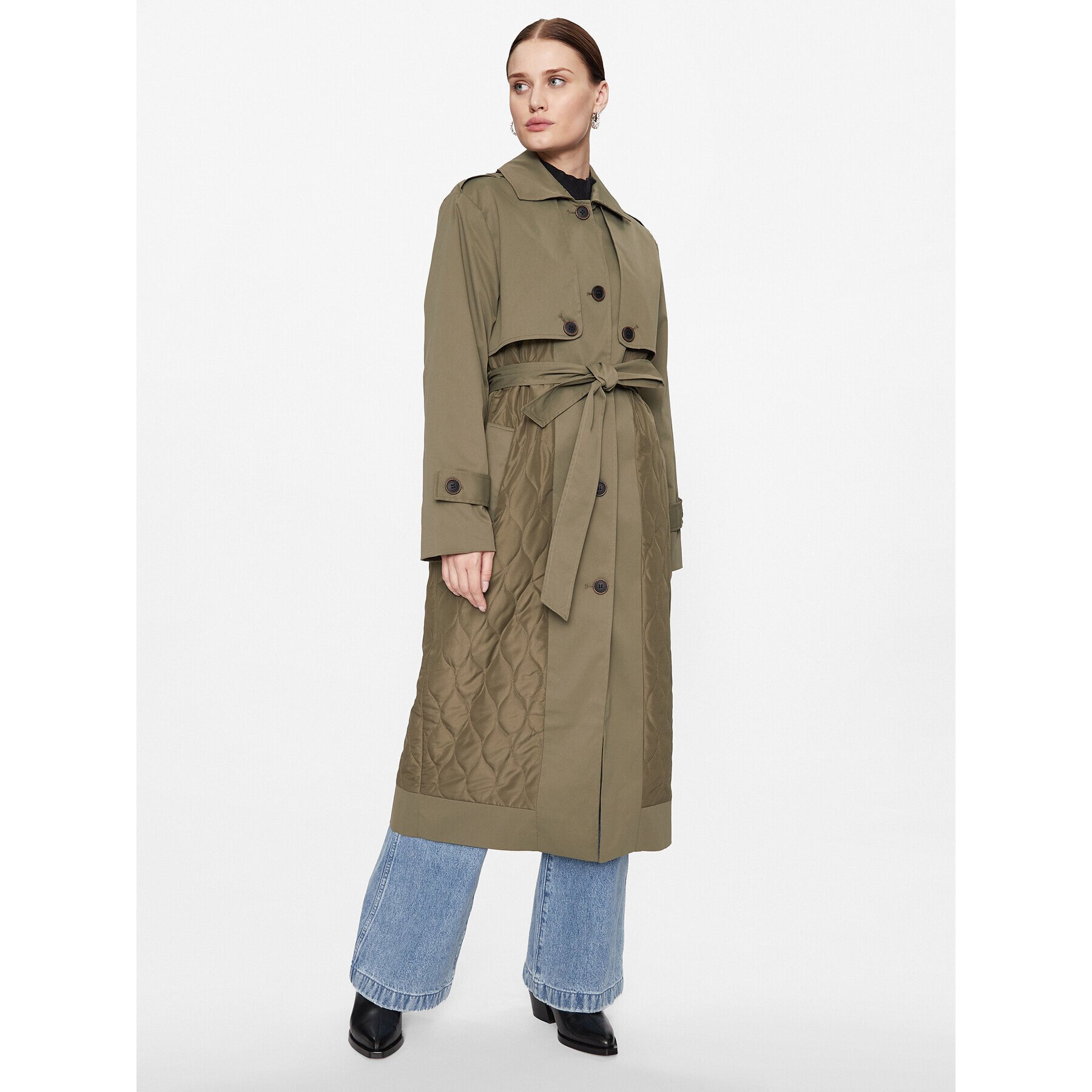 ONLY Тренч 15293269 Зелен Regular Fit - Pepit.bg